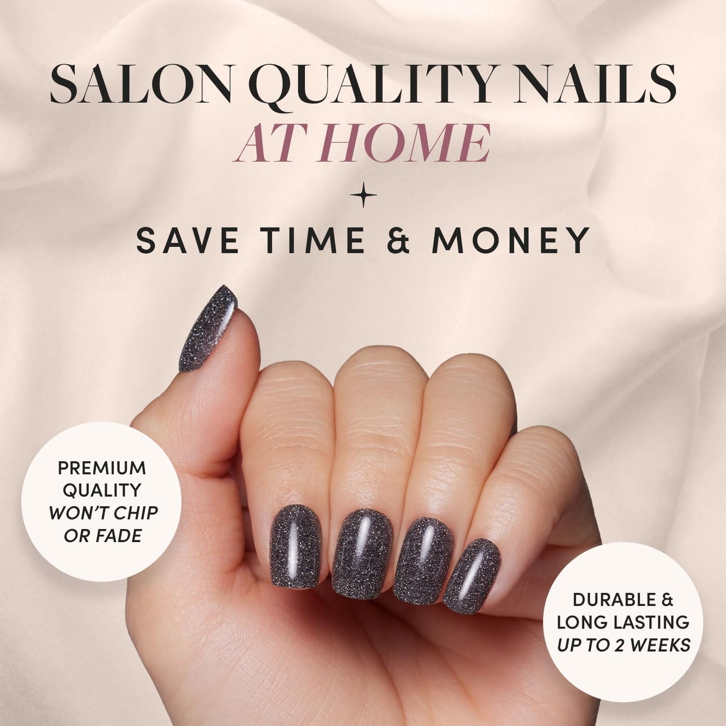 Glamnetic Press-On Nails Bundle - Merlot, Hailey & Cosmic | Matte Short Almond Dark Red Nails with Glossy French Tips | Glazed Almond False Nails | Sparkly Black Squoval Fake Nails