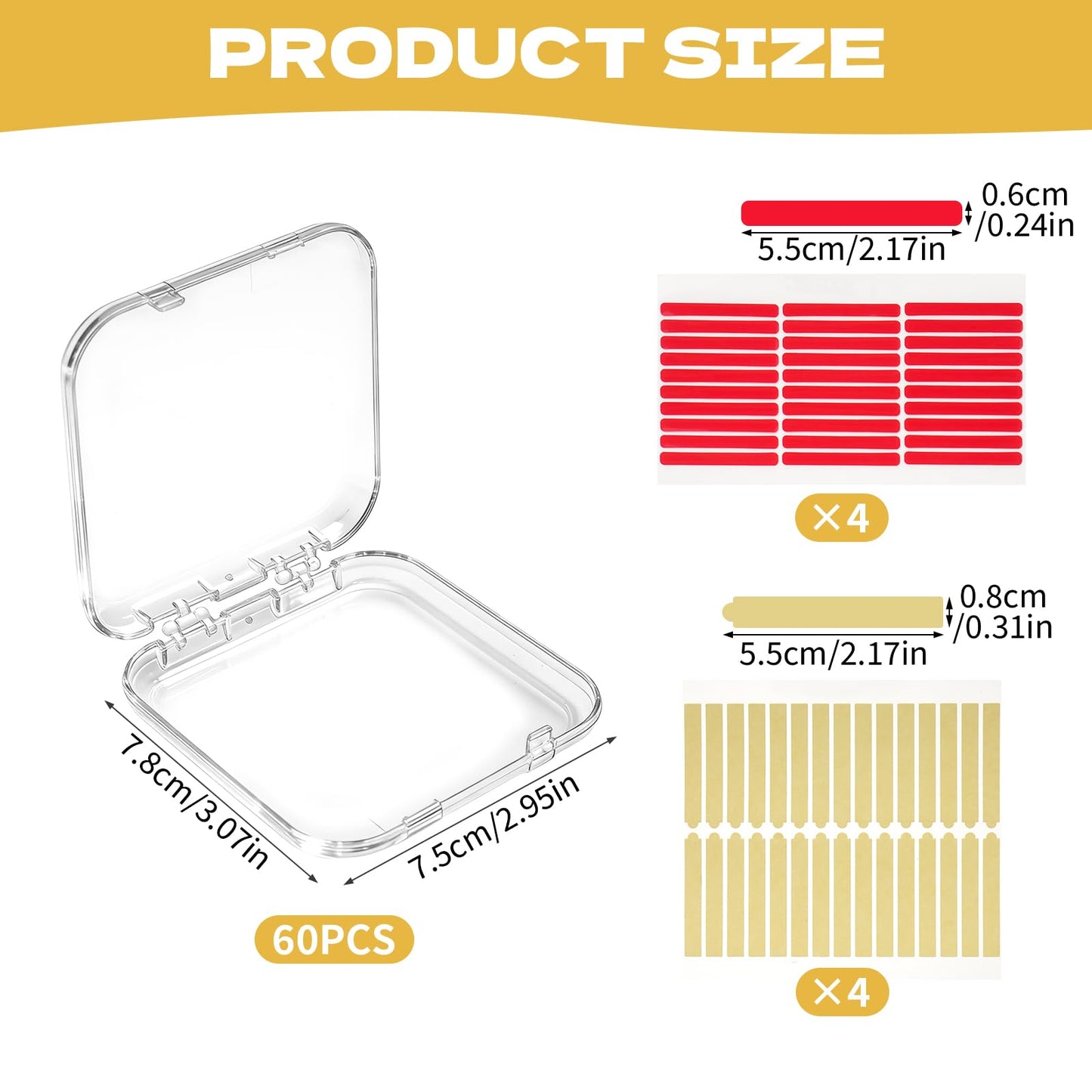 60 Sets Press On Nail Storage Box with Double Sided Adhesive Tapes, 3x3 Inch Clear Artificial Nail Display Case Reusable Nail Packaging Box Organizer for Salon, Technicians, Manicure Enthusiasts