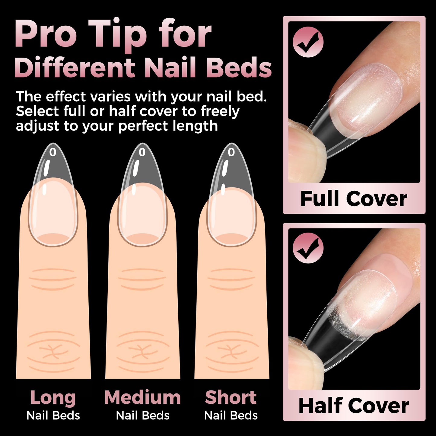 Luckyfairy Medium Stiletto Nail Tips: 240 Pcs Full Cover Almond Shape False Nail Acrylic Soft Gel Nails Tips Clear Stiletto Press on Tips Pre-buffed for Nail Art Extension Salon Home DIY 12 Sizes