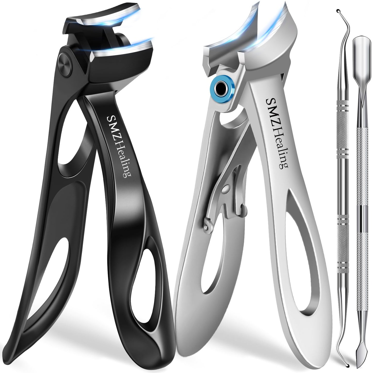 Toenail Clippers for Seniors Thick Toenails, 2026 Angled Head Heavy Duty Large Toe Nail Clippers for Men, Very Sharp Slanted Curved Blade Toenail Clippers 4PCS Set