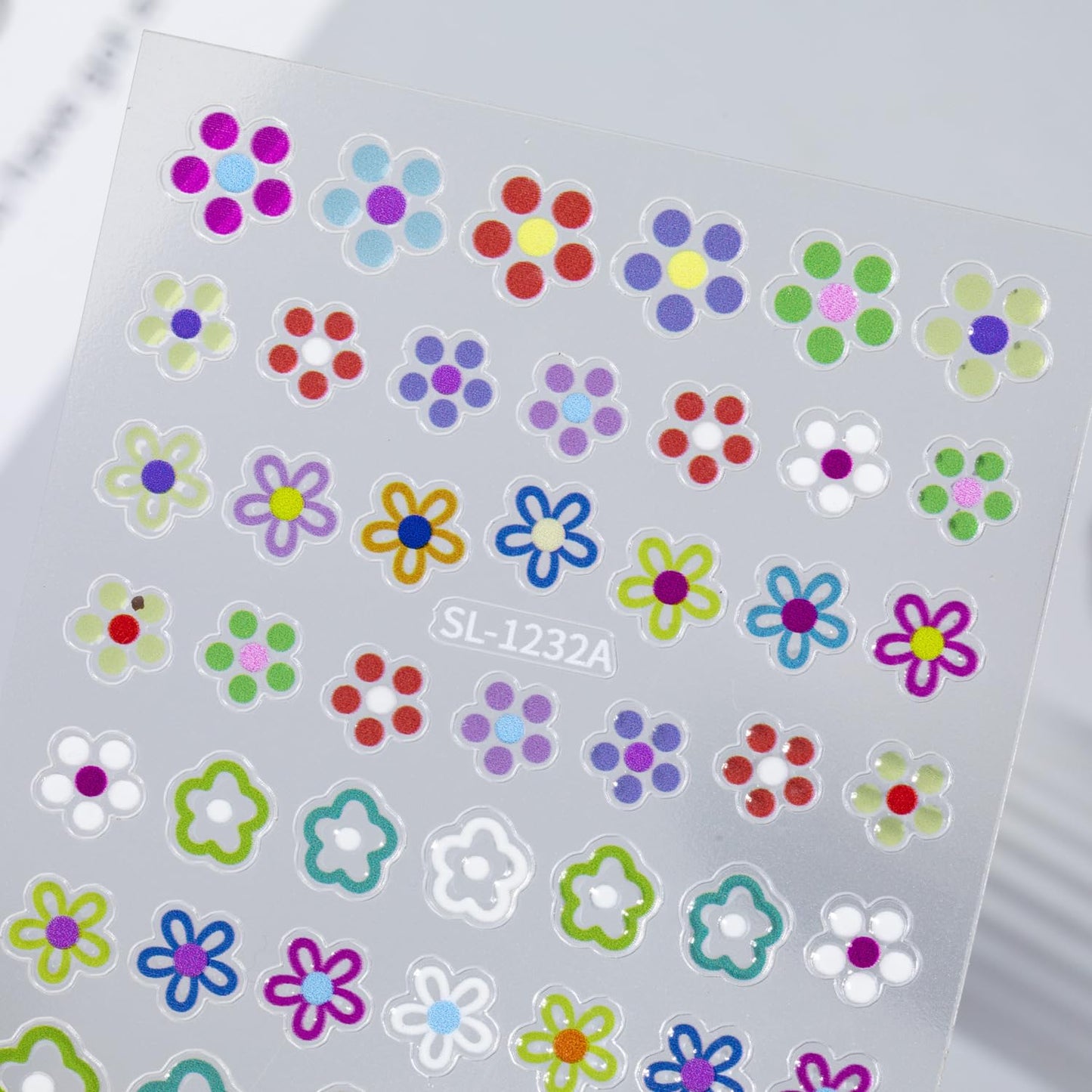 SIMAYKUWA Colorful Nail Art Stickers with Irregular Shapes & Floral Patterns Vibrant Dopamine Nail Art Decals Print for Women for Spring Summer