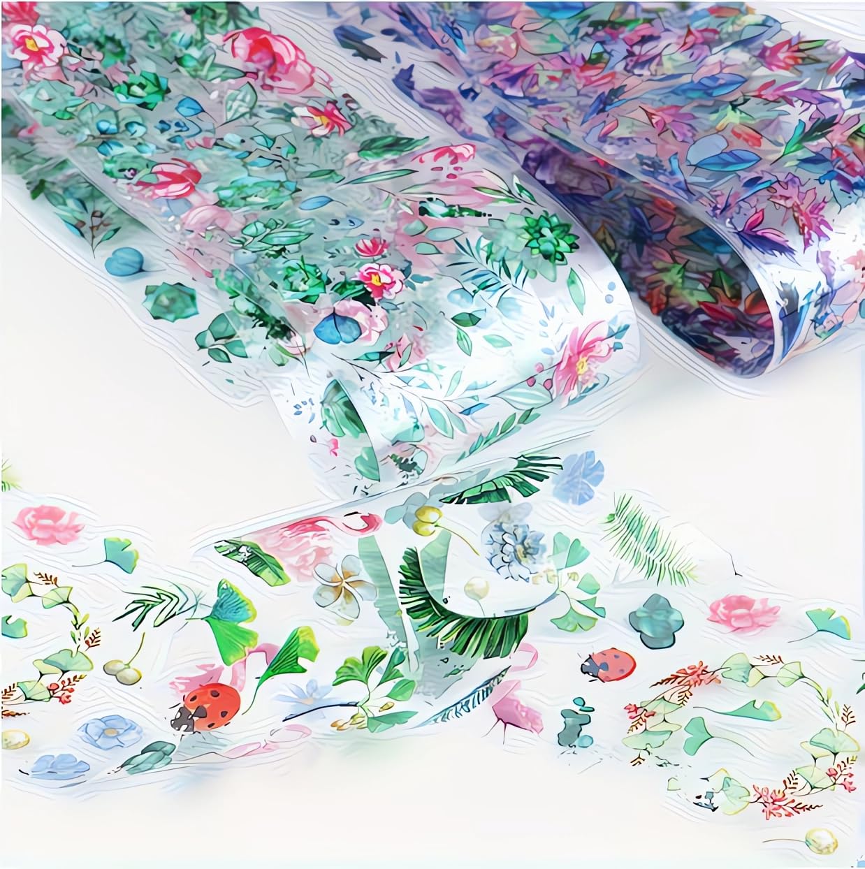 10 Rolls Flowers Plants Nail Foils Transfer Nail Art Flower Nail Stickers Spring Summer Foil Nail Art Supplies Leaves Rose Cranes Nails Foil Transfer Stickers Starry Sky Paper Manicure for Women