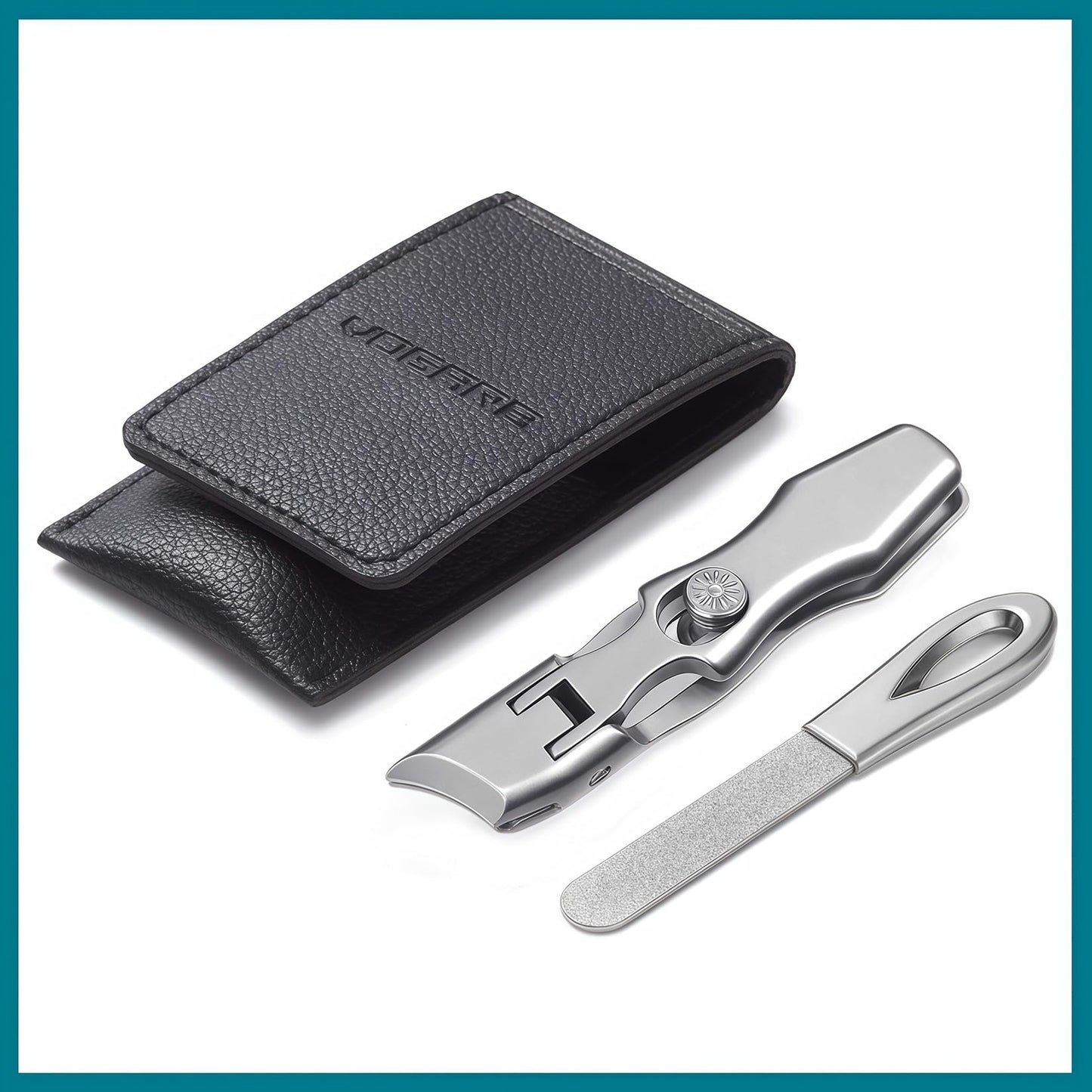 VOGARB Slanted Nail Clippers for Men Thick Ingrown Toenails, Large Wide Jaw Opening Anti-Splash Ultra Sharp Toenail Clipper with Nail File and Storage case for Seniors Adult Women