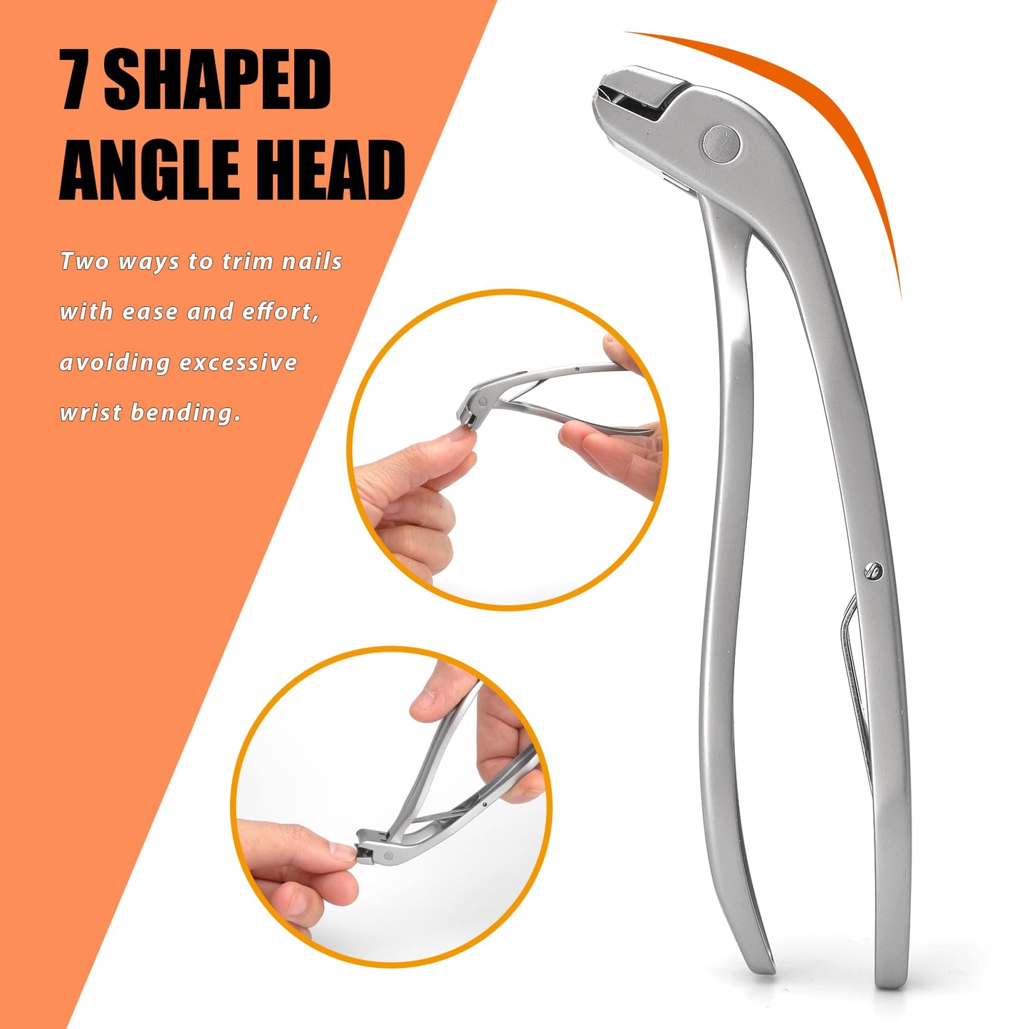 Angled Head Large Toenails Clippers for Seniors, Nail Clipper for Thick Toenails and Fingernails, Nail Cutter with Catcher, Nano Glass Nail Buffer, Gifts for Stocking Stuffers Men Women