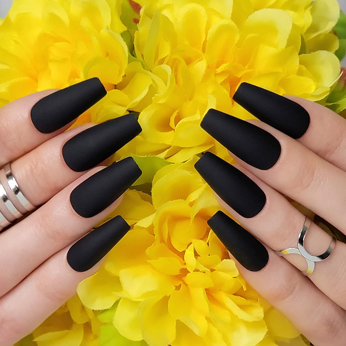 Hypnaughty Press On Nails - Maroon Xtreme & Noir Matte Coffin, Trendy & Salon Quality Reusable Nails With Kit