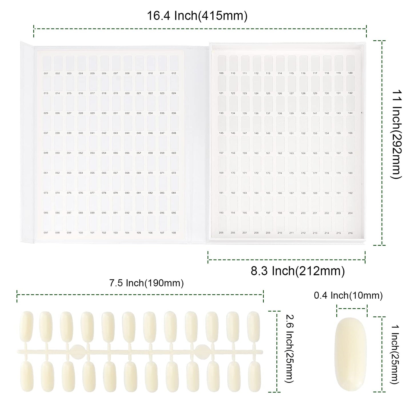 PINGEUI 2 Pack 216 Colors Nail Display Book, Nail Gel Polish Display Chart with 480 Nail Tips, Nail Polish Sample Display Book for Nail Salon and Nail Painting Practice