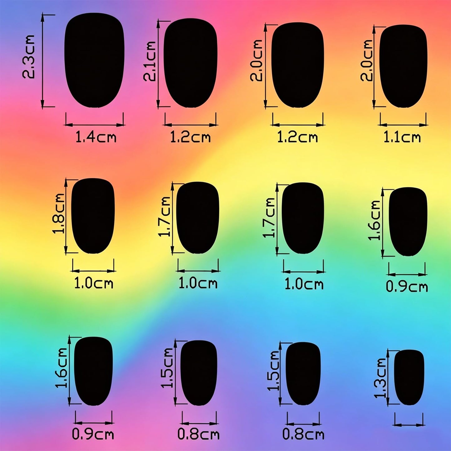 Rainbow Press on Nails With Pride Design, Medium Oval False Nails, Glossy Shimmer Glitter Fake Nail Sparkly Ombre Glue on Nail, Shine Gradient Stick on Reusable Acrylic Fingernail for Women Daily Wear