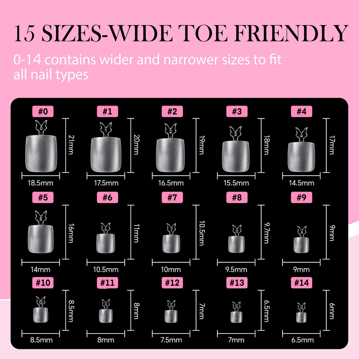 Square Toe Nail Press Ons French Style Toe Tips 240pcs Clear False Fake Toenails for Faster Toe Nail Extension Kit Home DIY Art Salon 15 Sizes Acrylic Nails, Luckyfairy