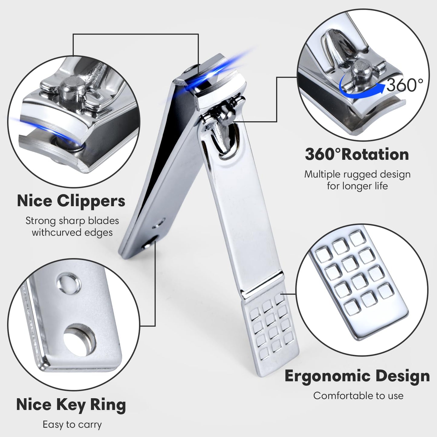 Yougai Nail Clippers Set - 18 Pcs Professional Manicure Pedicure Kit for Men Women, Stainless Steel Fingernail Toenail Clippers Cutters, Nail Care Grooming Tools with Leather Travel Case