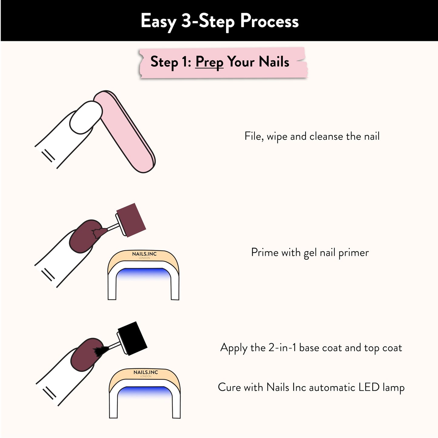 Nails Inc GelLED Portable LED Lamp, Cures in 30 Seconds, Nail Dryer for DIY Gel Nails, Easy Flash Cure Lamp, Automatic Sensor, Plug in USB Nail Light for Beginners, 5W, 1 Count