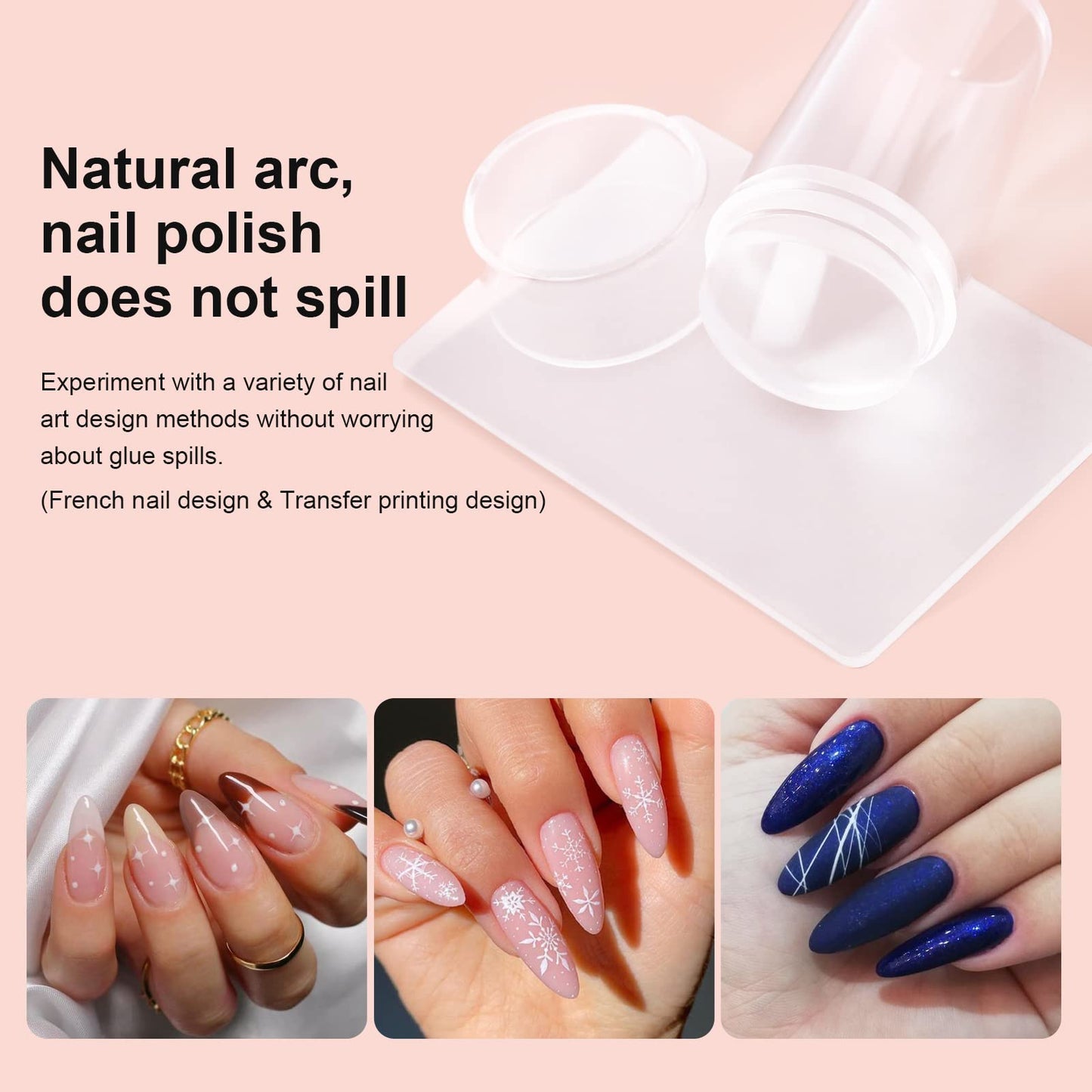 SAGEBIO 8PCS Nail Art Stamper Clear Silicone Nails Stamping Jelly with Scraper Transparent Visible Body DIY Manicure Nail Art Tool Q