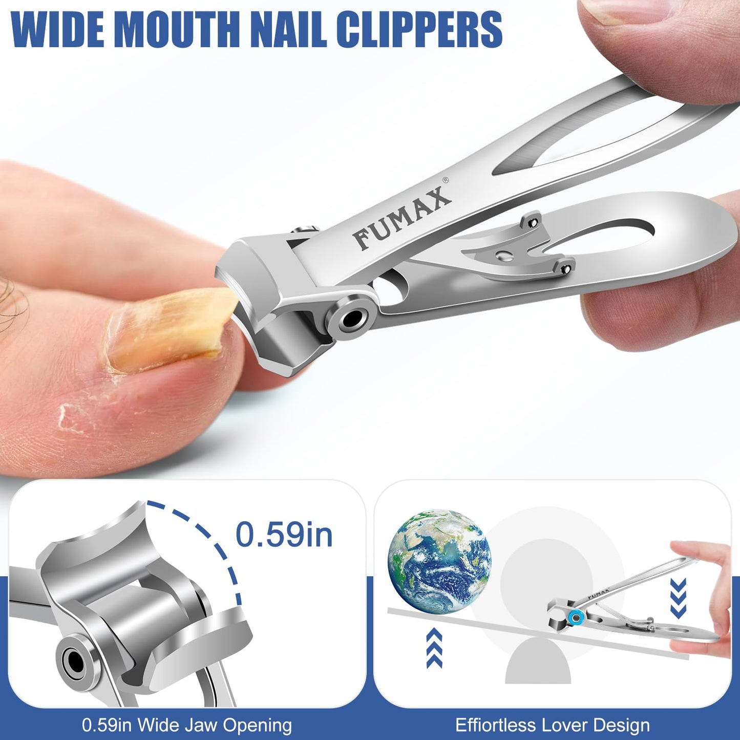 Toenail Clippers for Seniors Thick Ingrown Toenails, Large Nail Clippers for Men Thick Nails, 2026 Heavy Duty Sharp Slanted Nail Cutter, Wide Opening, Long Handle, Nail Clipper Set Gifts for Men Women
