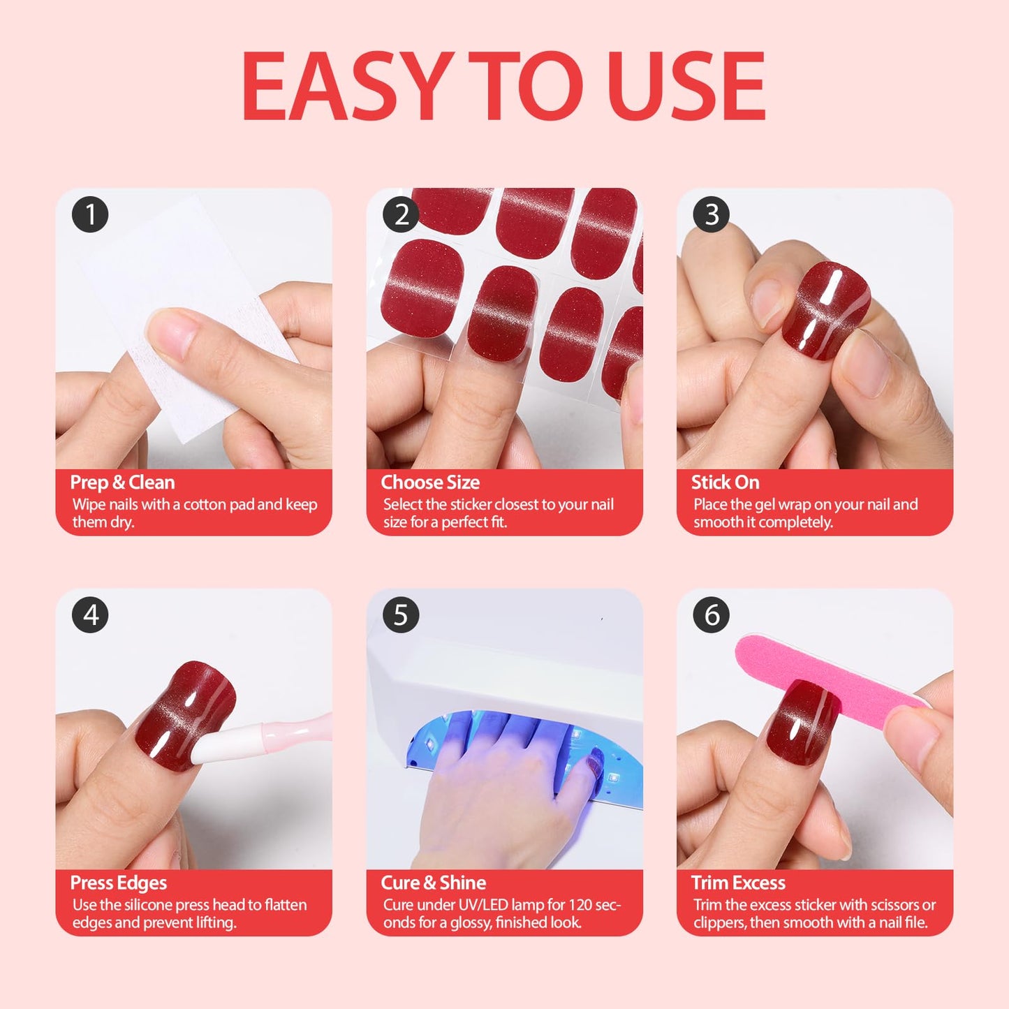 Makartt Semi Cured Gel Nail Strips Kit – 2 Hand Sets + 1 Toe Set, Real Gel, Hema & TPO Free, 16 Sizes Anti-Lift Fit, UV Required, Long Wear, Dual-Ended Tool & Prep Kit (Classic Red)