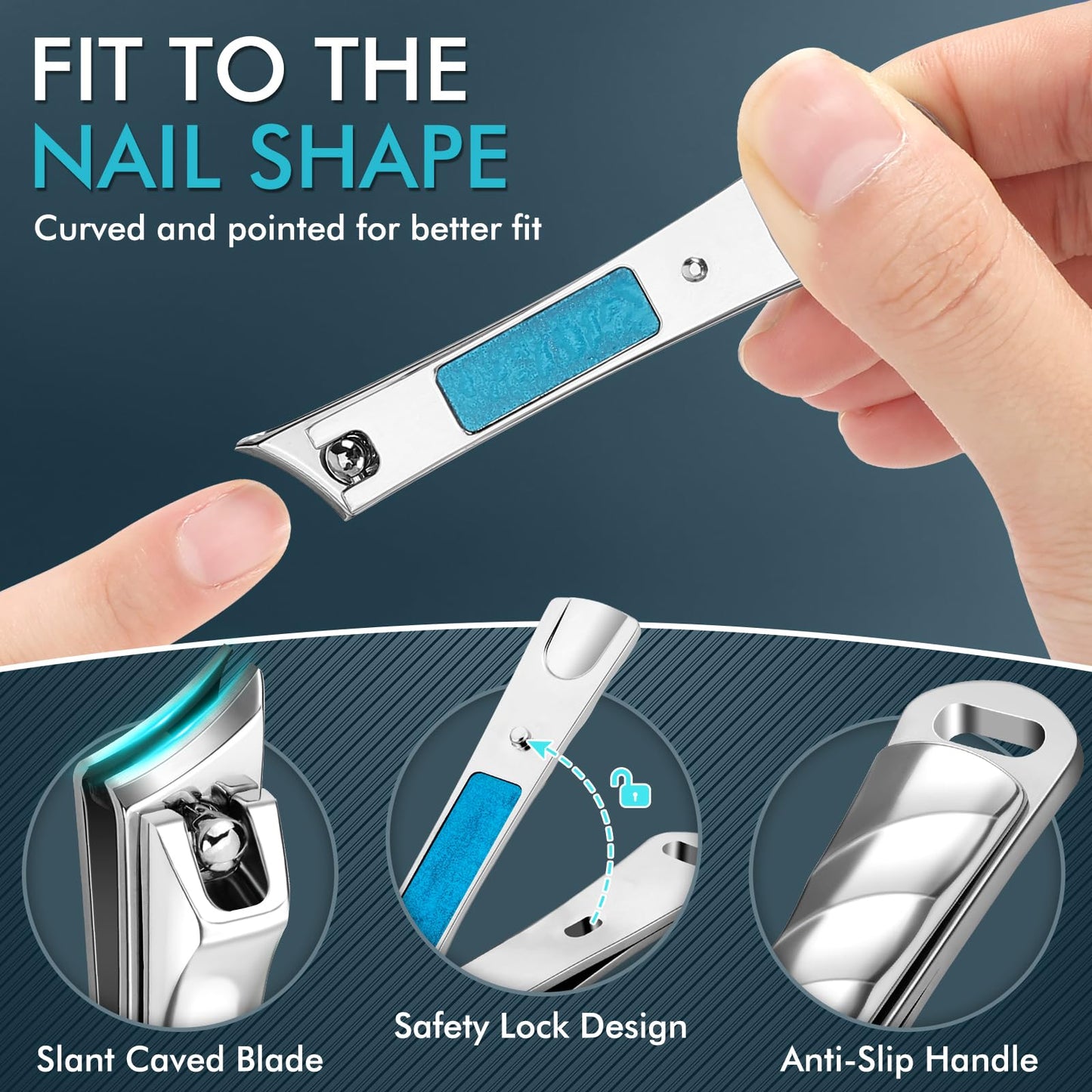 VEPKUSO Toenail Clippers for Thick Nails, Professional Nail Clippers Set with Catcher, Stainless Steel Heavy Duty Nail Cutter for Ingrown Toenails, Seniors, Men&Pregnant Women