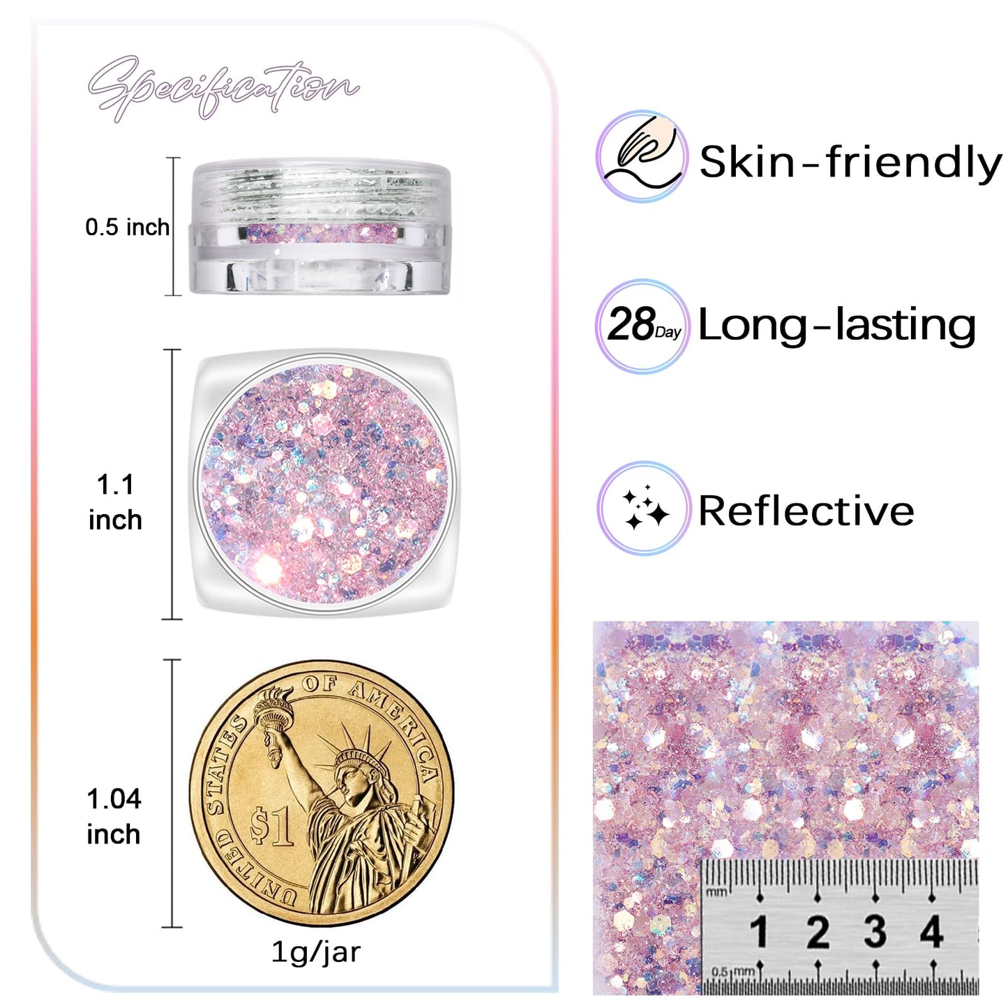 Laza 8 Colors Nail Art Glitter Diamond Dust Iridescent Nail Powder Chunky Glitter Confetti Foil Flakes Sequins for Nail Art Supplies, Gel Polish, Mermaid Makeup, Body, Resin — Glittering Iridescence