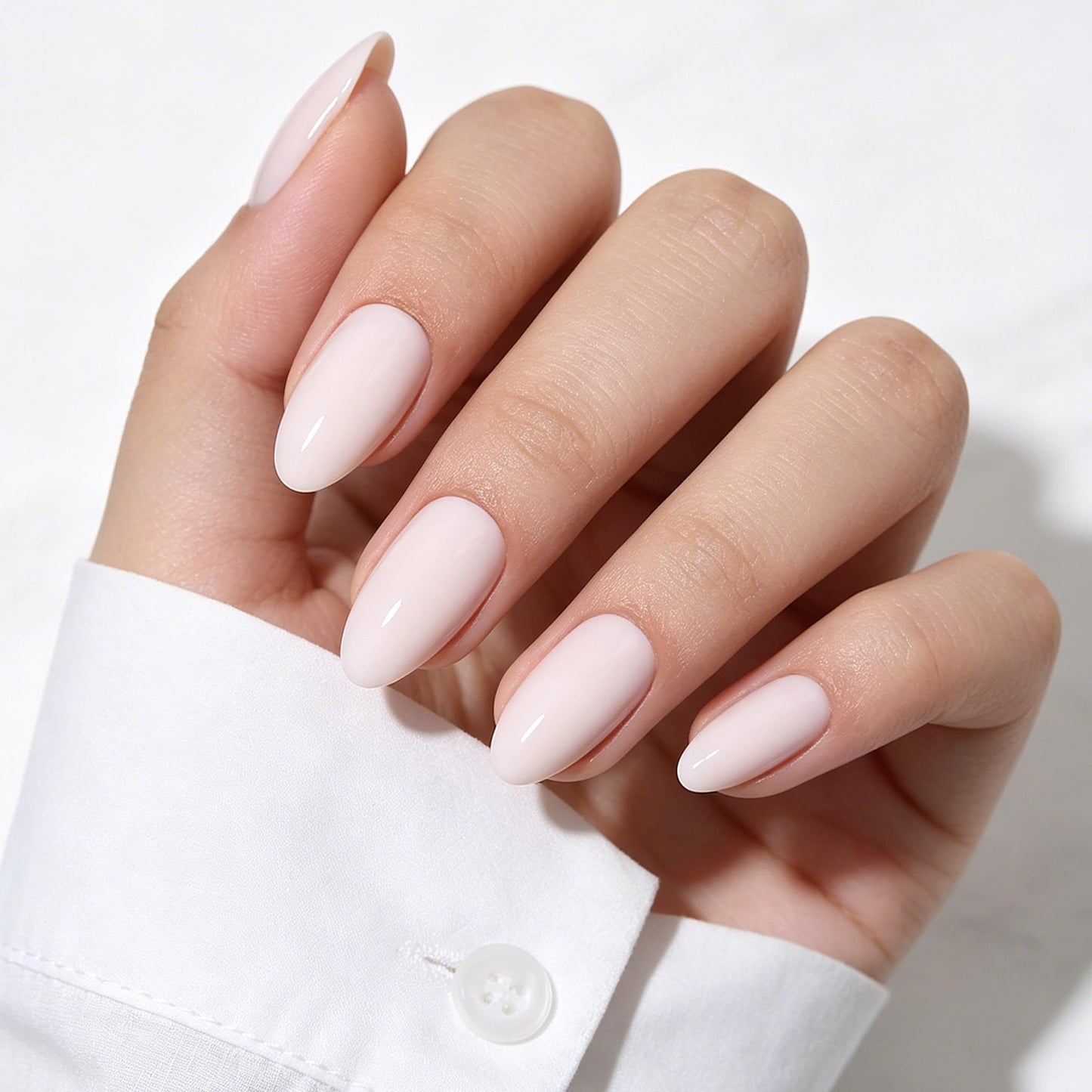 Bonitiva Short Almond Press On Nails, Glossy White Soft Gel Reusable, 32PCS 16 Sizes, Salon Quality Long Lasting Fake Nails with Nail Glue & File Kit for Women Girls, Daily Wear