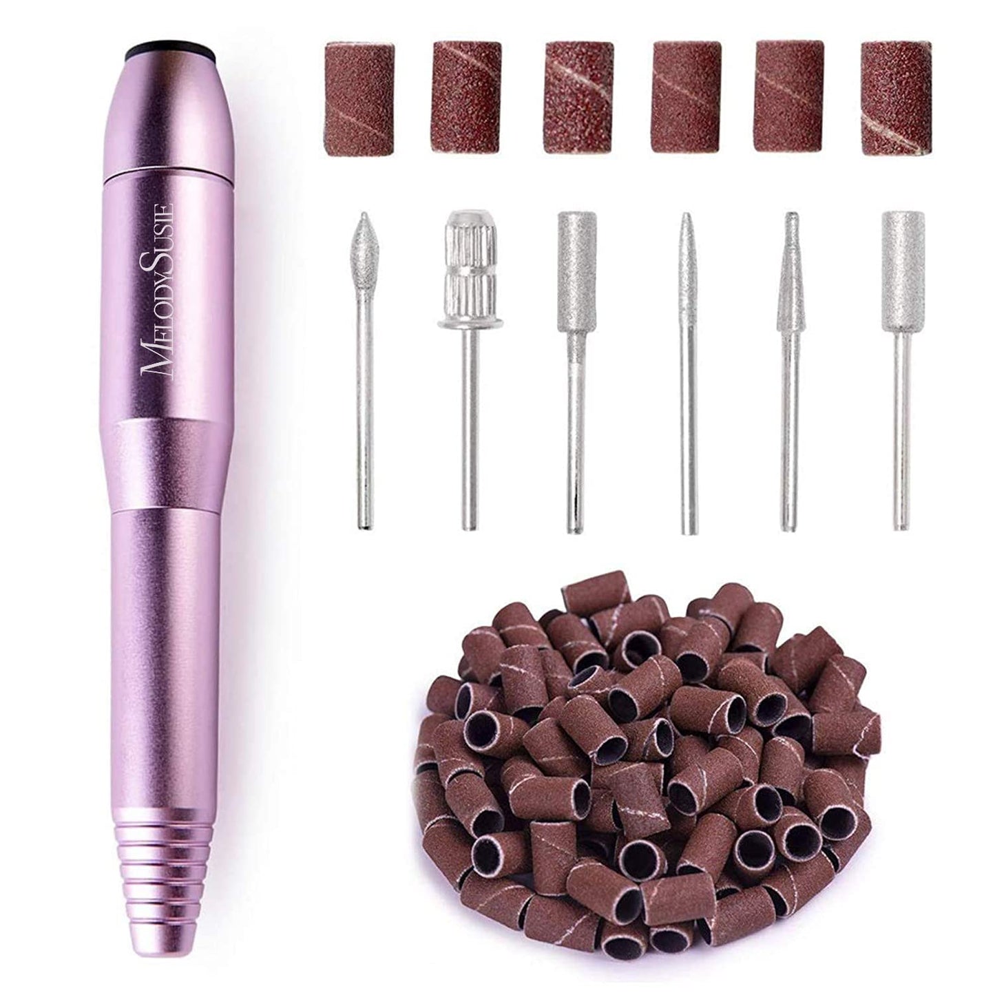 MelodySusie Pen-Shaped Portable Nail Drill with 3D Nail Charms and Gems