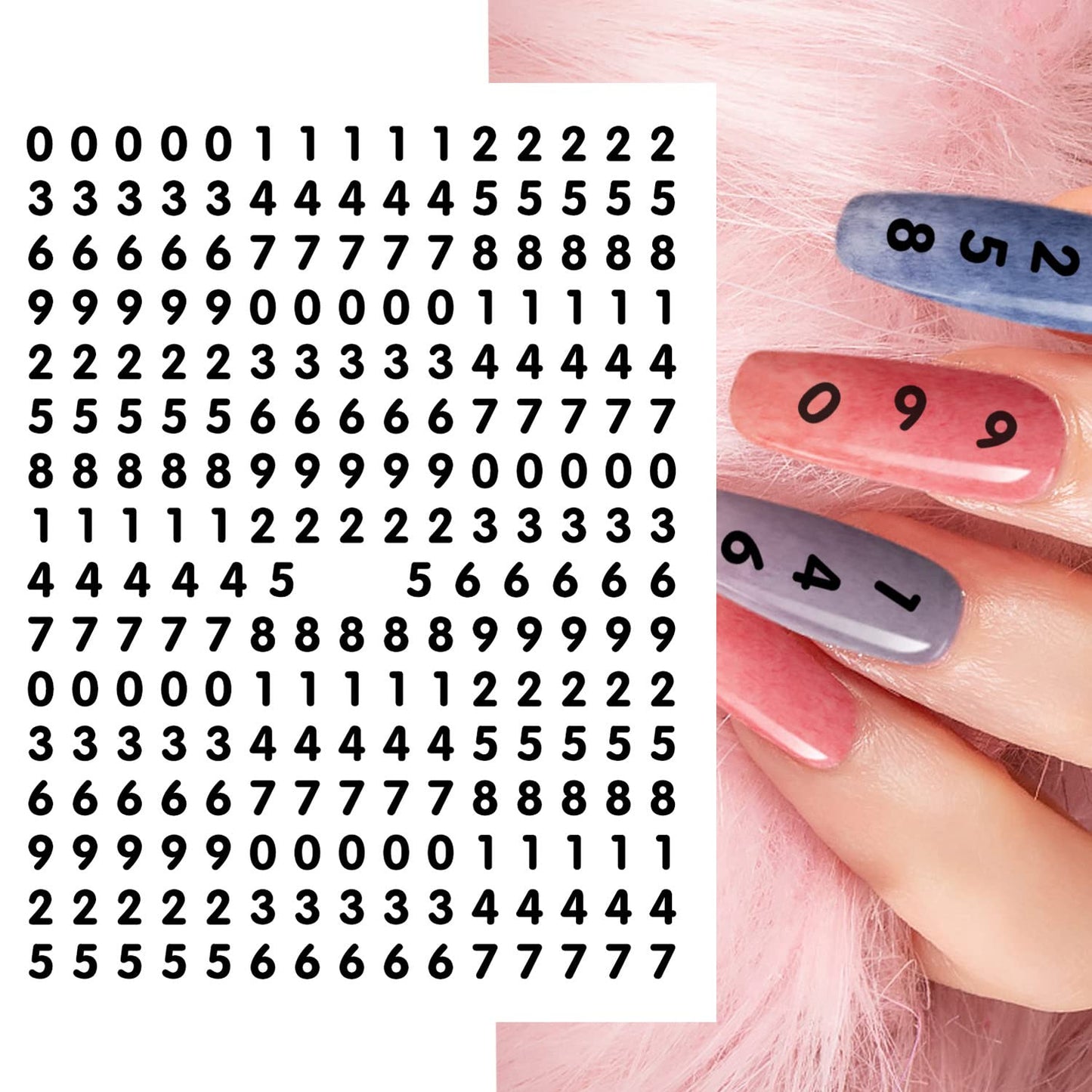 DANNEASY 8 Sheets Small Number Nail Art Stickers for Women Kids Girl Number for Nails Self Adhesive Nail Stickers Numbers Nail Decals 3D Nail Design Nails Decoration