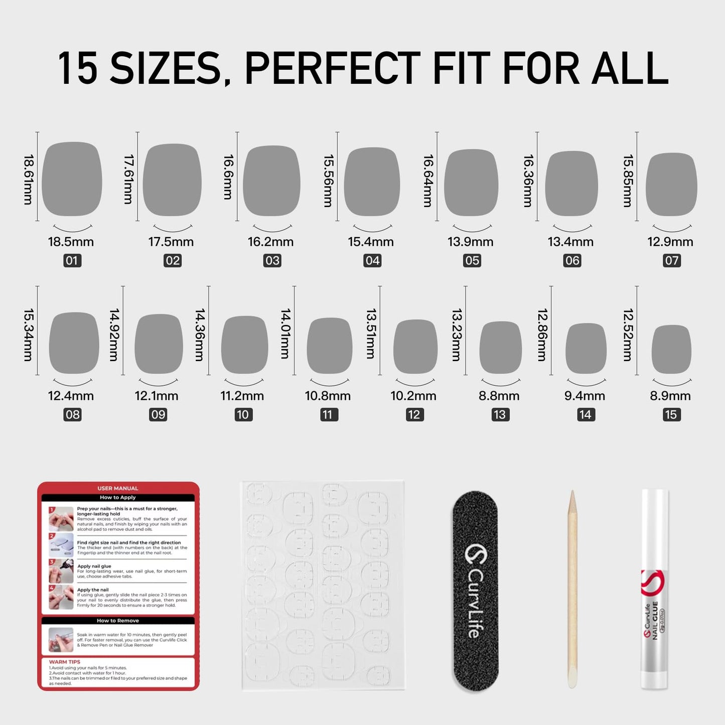 Curvlife Press on Nails Acrylic Fake Nails with Rainbow Flower French Design Full Cover False Nails Reusable Nail Kit with Glue on Nails Tips