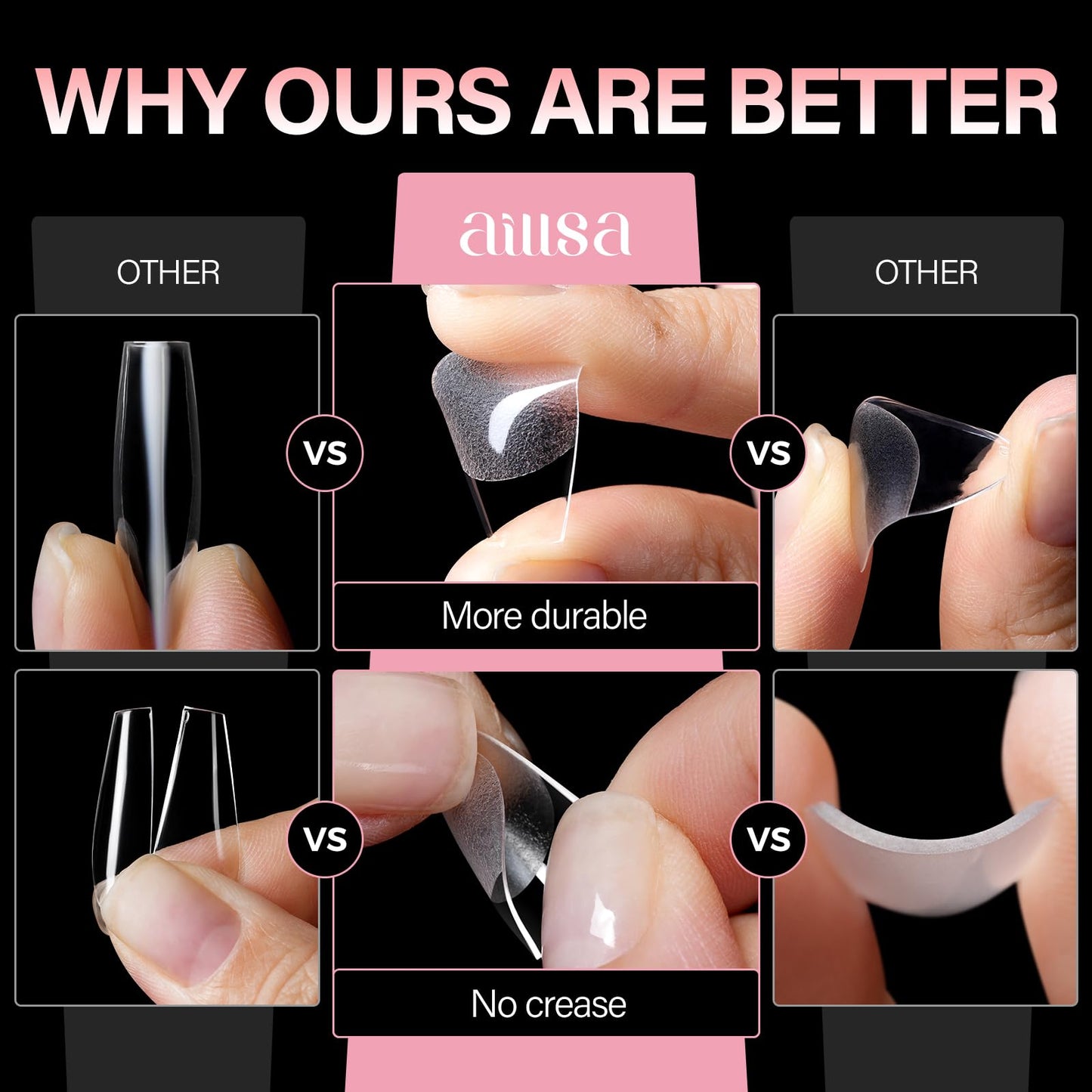 AILLSA Short Coffin Nail Tips for DIY Beginners - 15 Sizes 240pcs Half Matte False Nail Tips Pre-shaped Short Nails Tips, Acrylic Fake Press on Nails Extension
