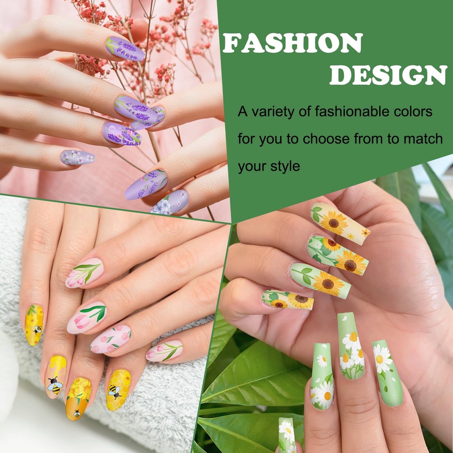 Whaline 6 Pcs Spring Summer Floral Nail Plates Stamping Set Flower Leaves Stamp Templates Nail Art Plates for DIY Print Manicure Salon Design