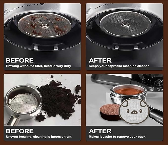 58.5mm Espresso Puck Screen 3-Pack, Lower Shower Screen, Metal Coffee Reusable Filter for 58mm Espresso Portafilter Basket, 1.7 Thickness - 316 Stainless Steel(Cute Animal)