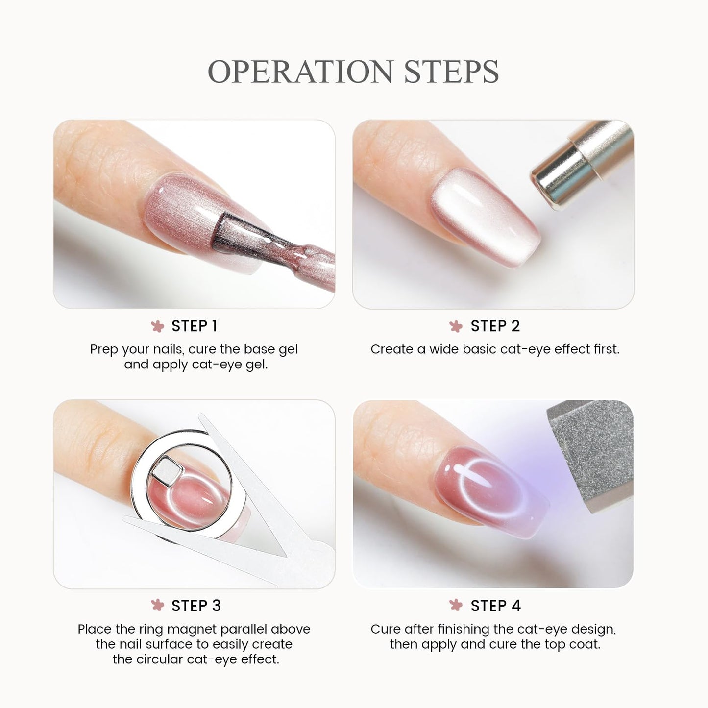 JODSONE Ring Cat Eye Magnet Set for Nails with Hollow Circle,Ball Magnet & 3-in-1 Magnetic Tool for Black Hole,Halo & Multi Effects,Cat Eye Gel Polish Nail Art DIY Salon Use