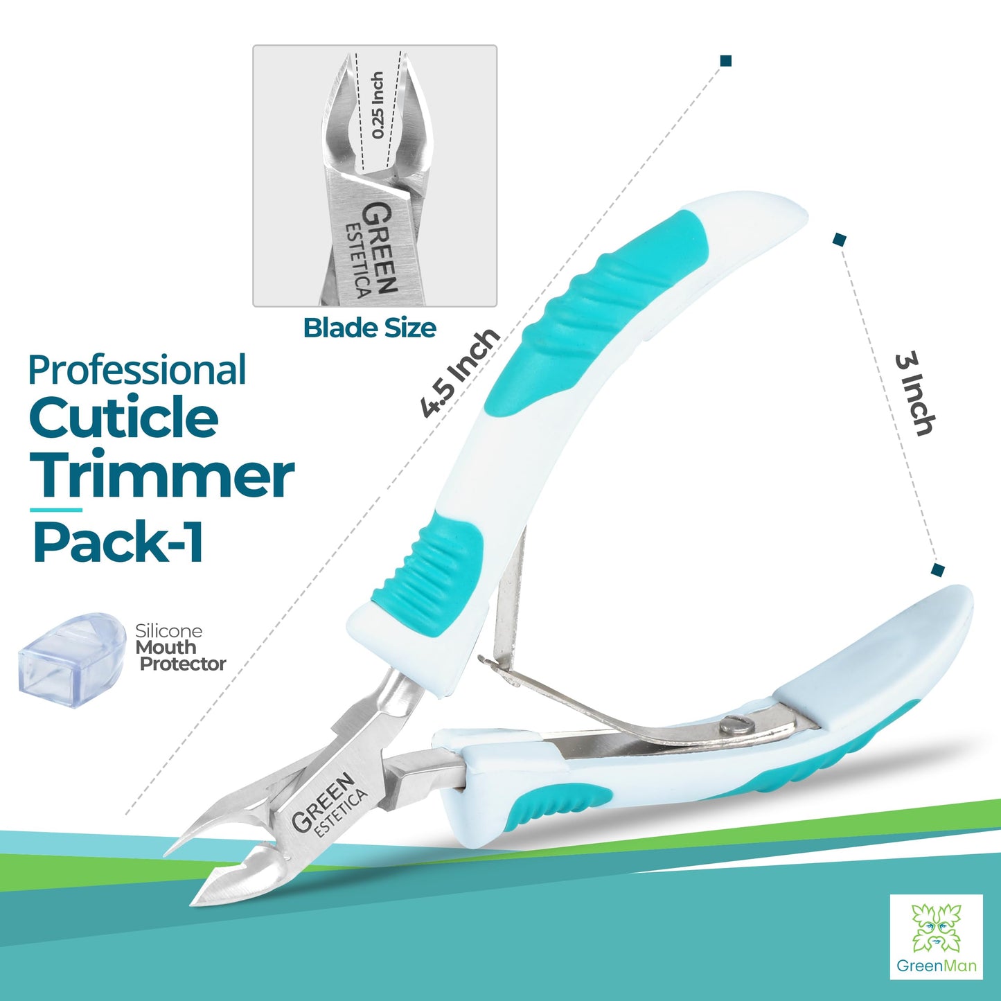 Cuticle Trimmer with Pusher & Nipper with Non-Slip Grip Handle Professional Stainless Steel Cuticle Cutter Sharp Blades Double Spring Cuticle Nippers for Nail Care Pedicure Manicure Nail Tools (Silver