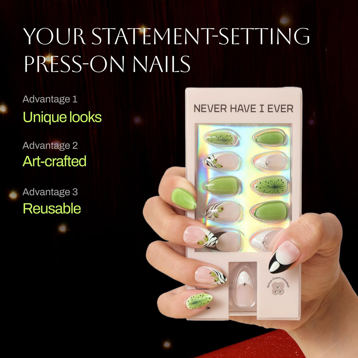 Never Have I Ever ZEBRATINI Short Almond Press On Nails 24 Piece Soft Gel False Nails for Everyday Wear Reusable Comfortable Fit for Women As Seen on Shark Tank
