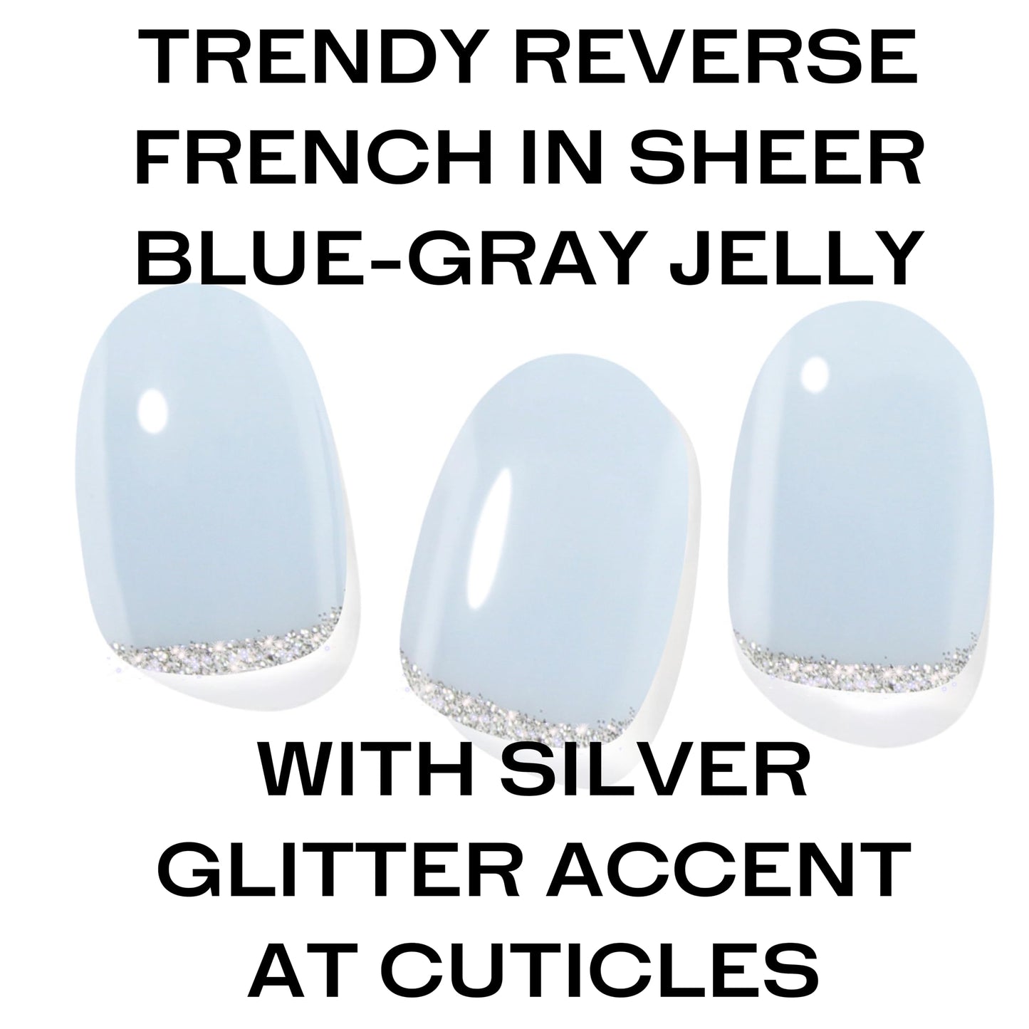 ALICE & BELLA Semi Cured Gel Nail Strips-20 PCS Jelly Blue with Silver Glitter Cuticle Accent Nail Strengthening Gel Stickers, Use with UV Light Lamp, Salon Quality Manicure Wraps (Teeny Blue)