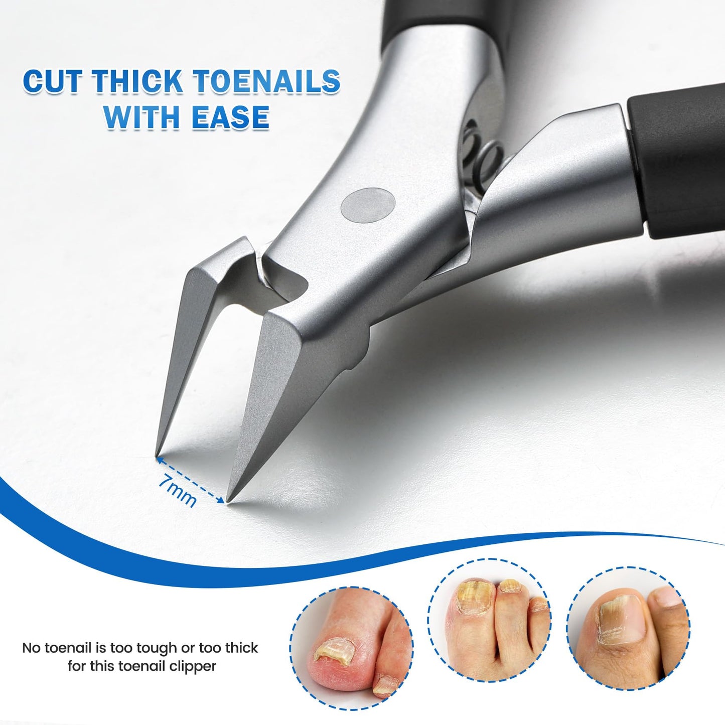BEZOX Toenail Clipper, Straight Blade Podiatrist Nail Clippers for Thick Nails for Seniors, Men and Women, Ergonomic Toe Nails Cutter for Ingrown Toenail Prevention - Black