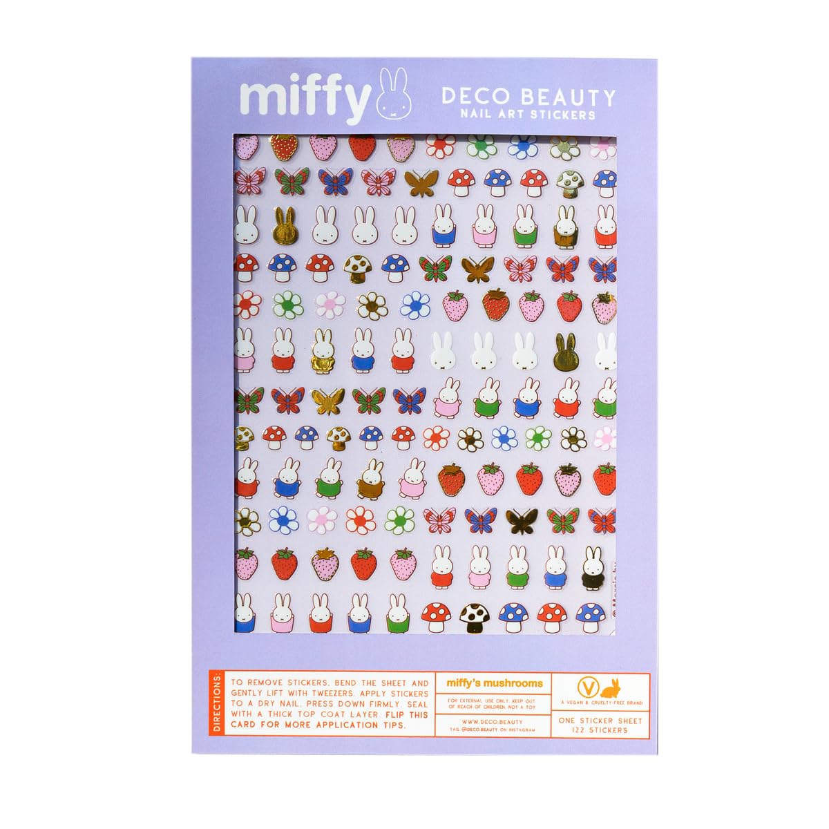 Deco Beauty Miffy’s Mushrooms-Super Thin & Easy-to-Apply Nail Art with the Cutest Designs-Durable & Long-Lasting Nail Art Stickers and Decals for Women, for DIY At-Home Manicures & Salon-Quality Nails