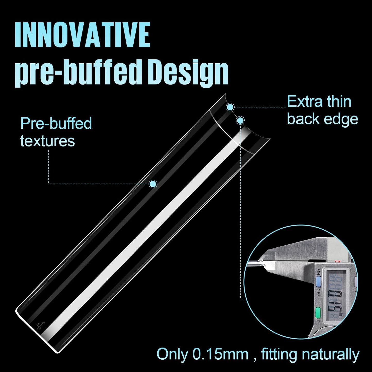 TOMICCA 3XL Extra Long Square Nail Tips No C Curve, 504PCS Half Cover Clear Acrylic False Nails, Straight Flat Fake Nail Tips for Acrylic Gel Manicure, Professional Salon & Home DIY 12 Sizes