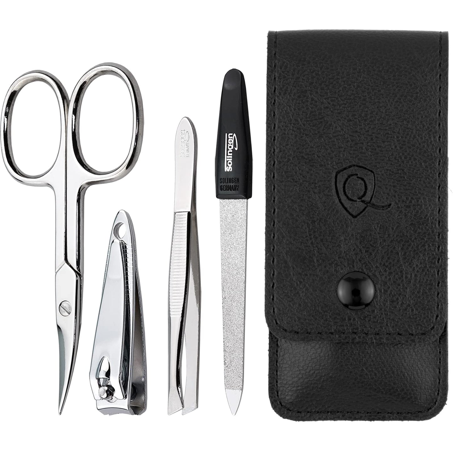 marQus manicure set 4-piece travel set with file from Solingen nail care set nail scissors set and nail set, Black