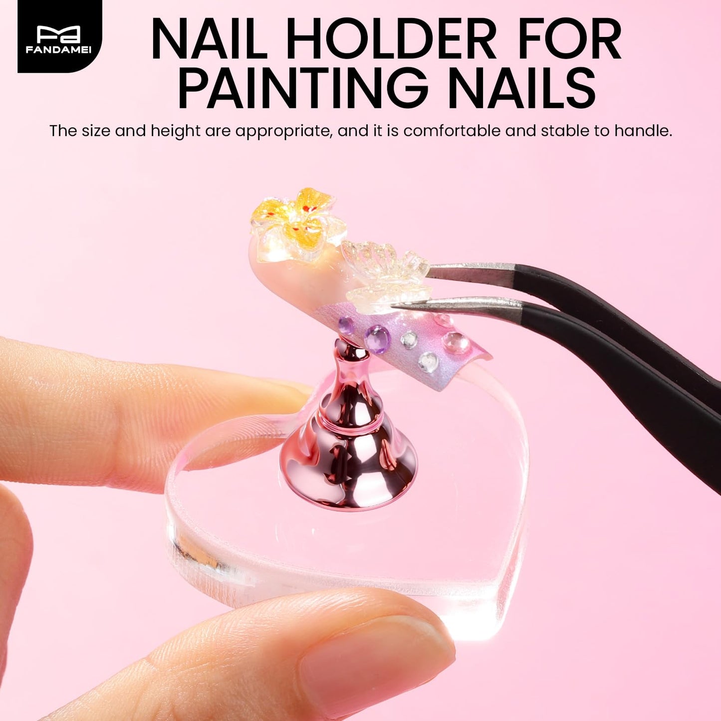 Fandamei Nail Stand, 2 Set Nail Holder for Painting Nails, Nail Stands for Press on, Press on Nail Stand for Practice, Magnetic Acrylic Nail Display Holders for Nail Art with Double-sided Tape