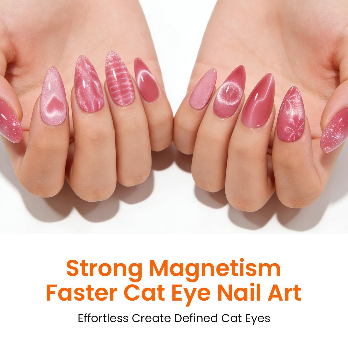 ESUOHYM Cat Eye Magnetic for Nails,Cat Eye Gel Nail Polish Magnet Tool Set Heart Flower French Liner Effect Nail Magnet for Nail Design,Multifunctional Magnetic Nail Tools for Nail Art Home Salon