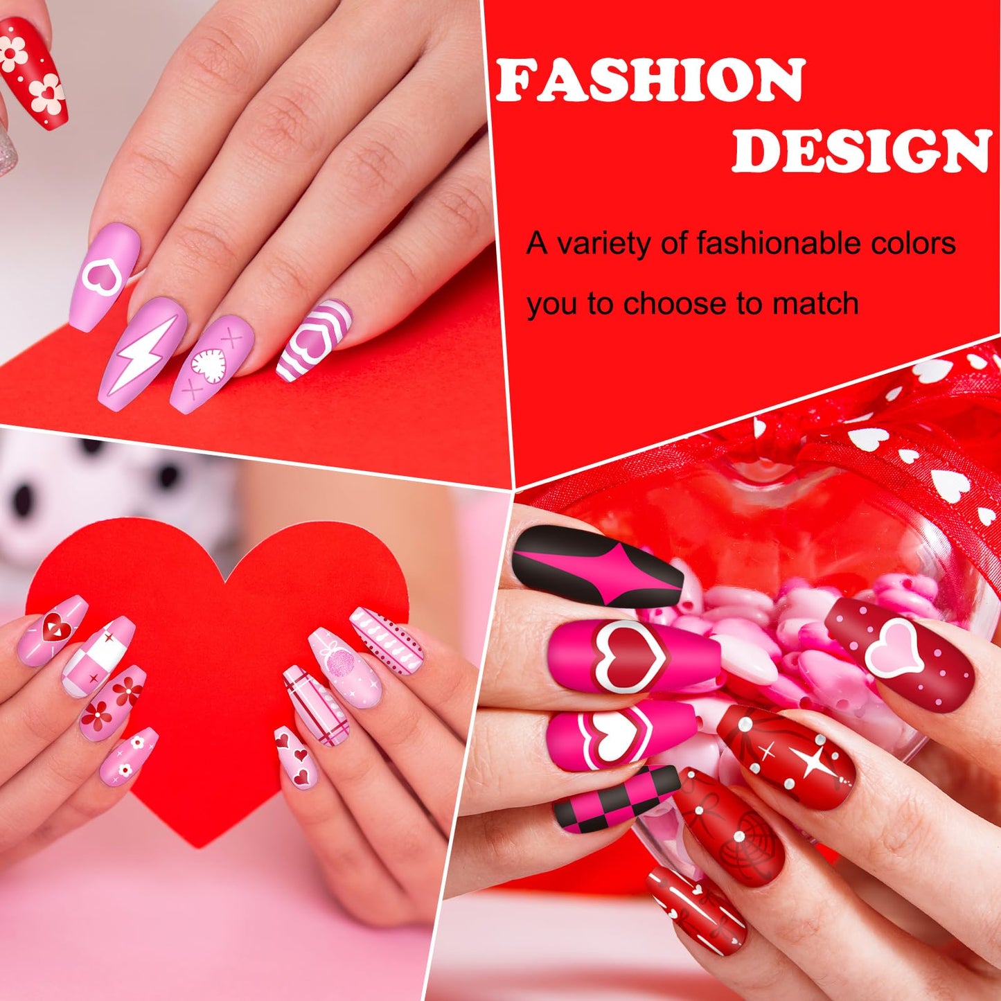Whaline 6Pcs Valentine's Day Nail Plates Stamping Set Love Heart Stamp Templates Nail Art Plates for DIY Print Manicure Salon Design