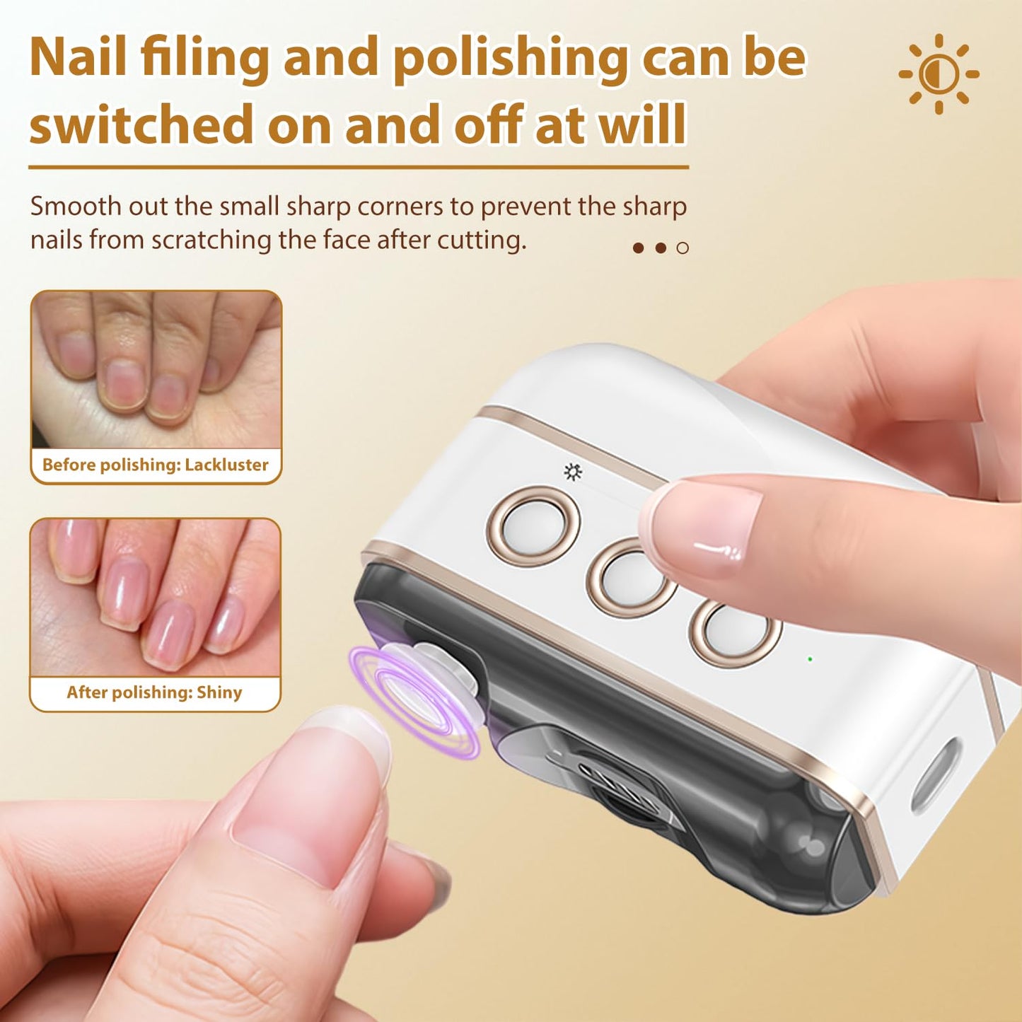 Upgrade Electric Nail Clippers - 5 in 1 Automatic Nail Trimmer with LED Light, Nail Polisher & Storage Box, Rechargeable Cordless Electric Nail Clippers for Baby Adult (White)