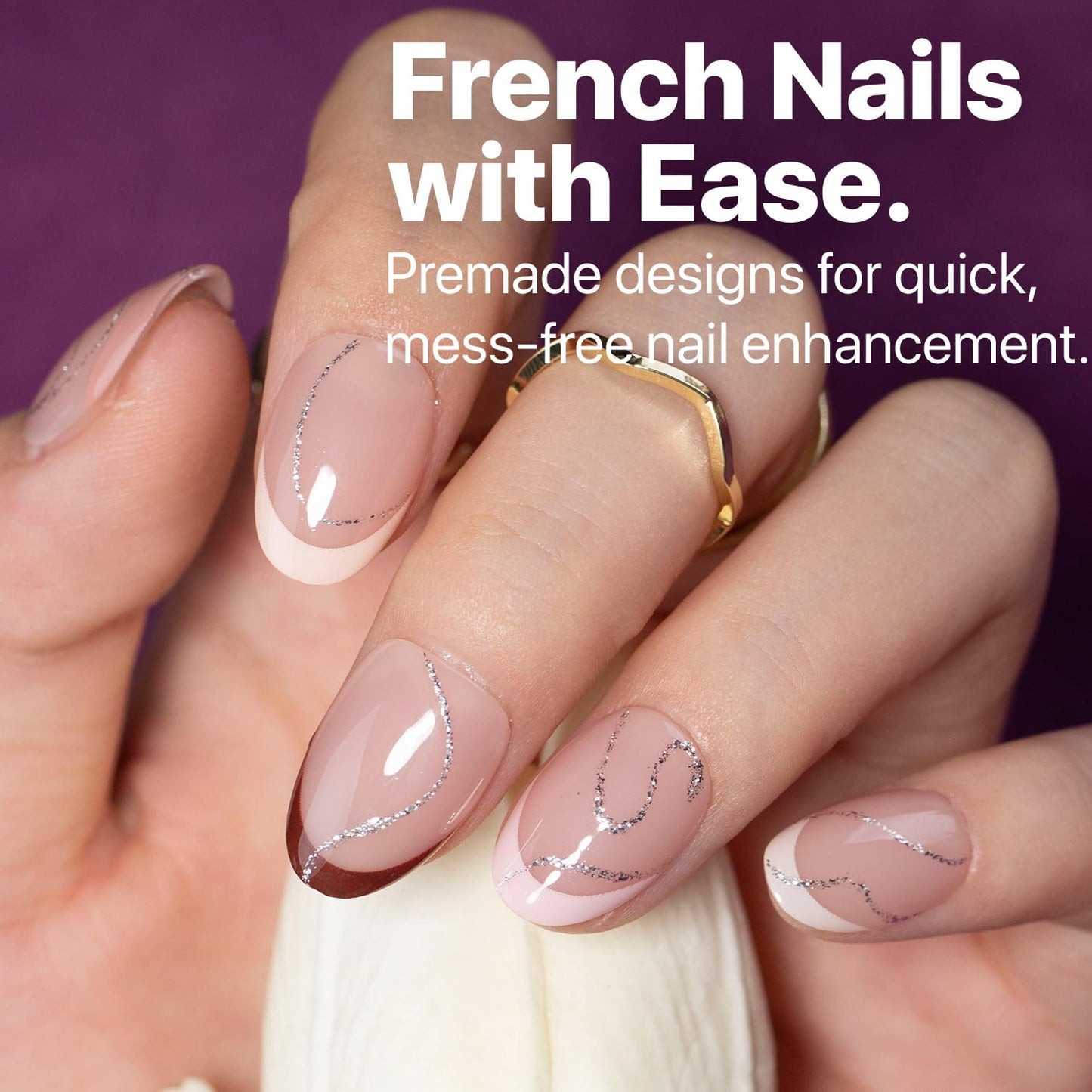 SXC Cosmetics French Tip Press On Nails - Skin Tone Nude and Color Series, XS Almond X-Pro Tips Starter Kit ST118KIT