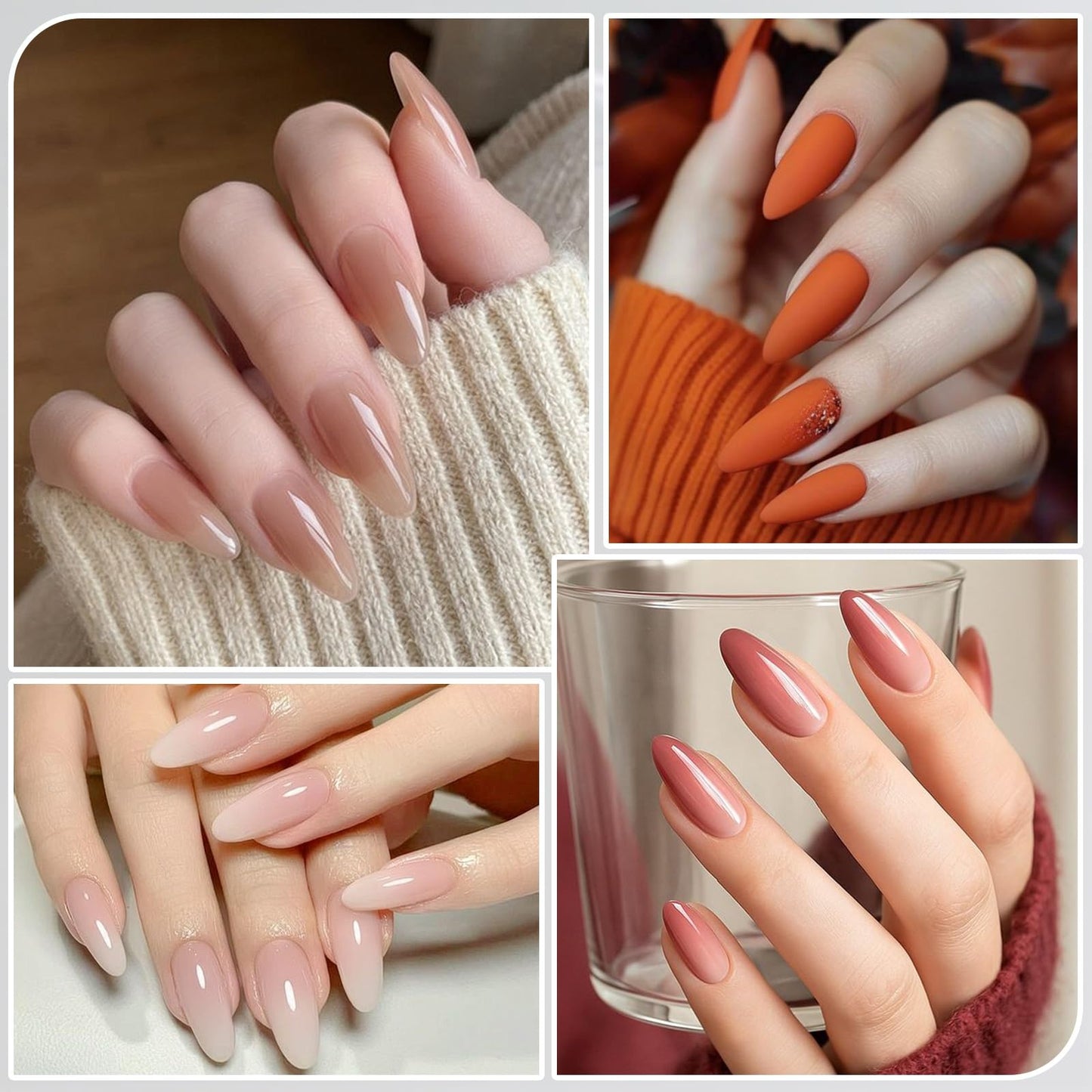 SUTOKAKA 280Pcs Sandwich Nail Dual Forms for Polygel Extension Builder Gel 140 Pairs Almond Round Top and Bottom Plastic Nail Molds for Beginners Professional at Home Salon