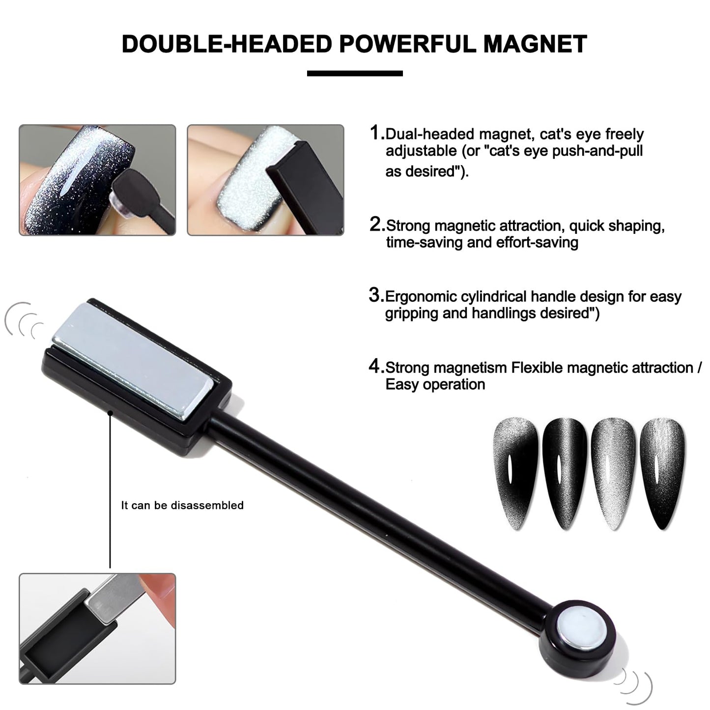 DANNEASY 55pcs Cat Eye Magnet for Nails, Cat Eye Gel Nail Polish Magnet Kit, Strong Magnetic Nail Polish Tools, Cat Eye Nail Art Magnet for Salon & Home DIY Nail Accessories