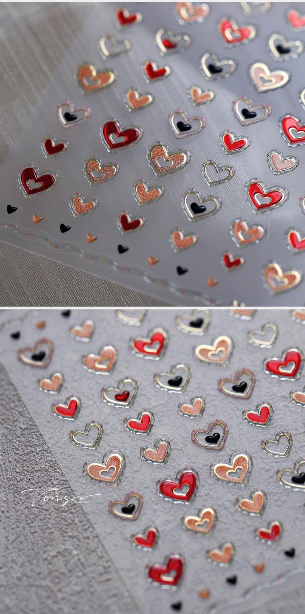 5D Embossed Heart Nail Stickers Valentines Day Nail Art Stickers Self-Adhesive Pink Red Orange Heart Nail Decals for Acrylic Nails Valentine’s Sticker for Women Girls Manicure DIY