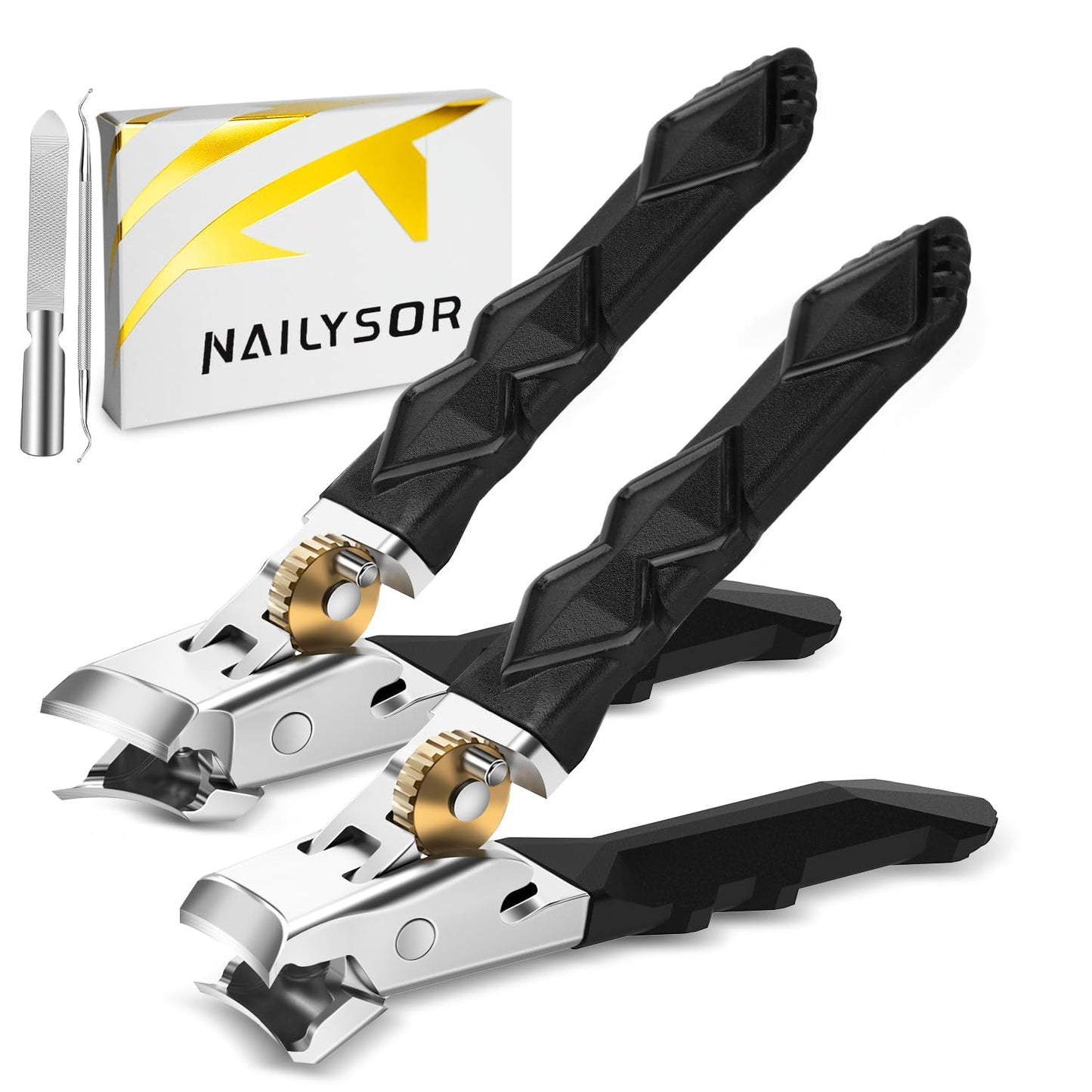 Toenail Clippers for Thick Toenails for Seniors, Nail Clippers for Men Wide Jaw Opening, Slanted Toe Nail Clippers Long Handled Heavy Duty Ultra Sharp for Men Women