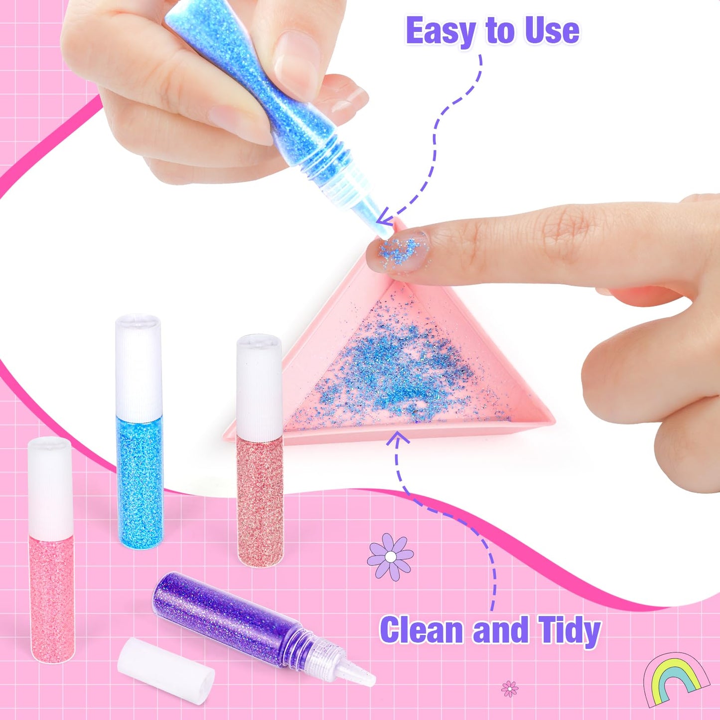 Meaicezli Kids Nail Polish Set for Girls, Nail Art Kit with Nail Dryer, Non-Toxic Nail Polish for Kids with Glitter and Fake Nails, Girl Toys Christmas Birthday Gifts for Girls 8-12