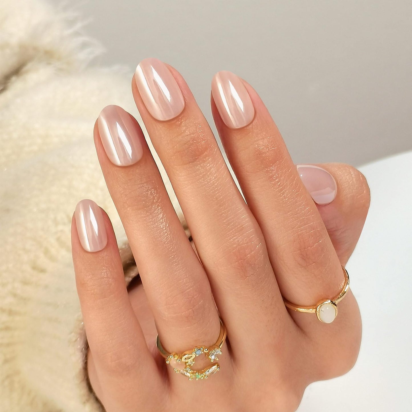 Chrome Press on Nails Oval - SHANGMENG Soft Gel Nude Press on Nails Short for Women Gift, Fit Perfectly & Natural Stick on Nails with Glue in 16 Sizes - 32 Reusable Fake Nails, Aurora Soft Nude