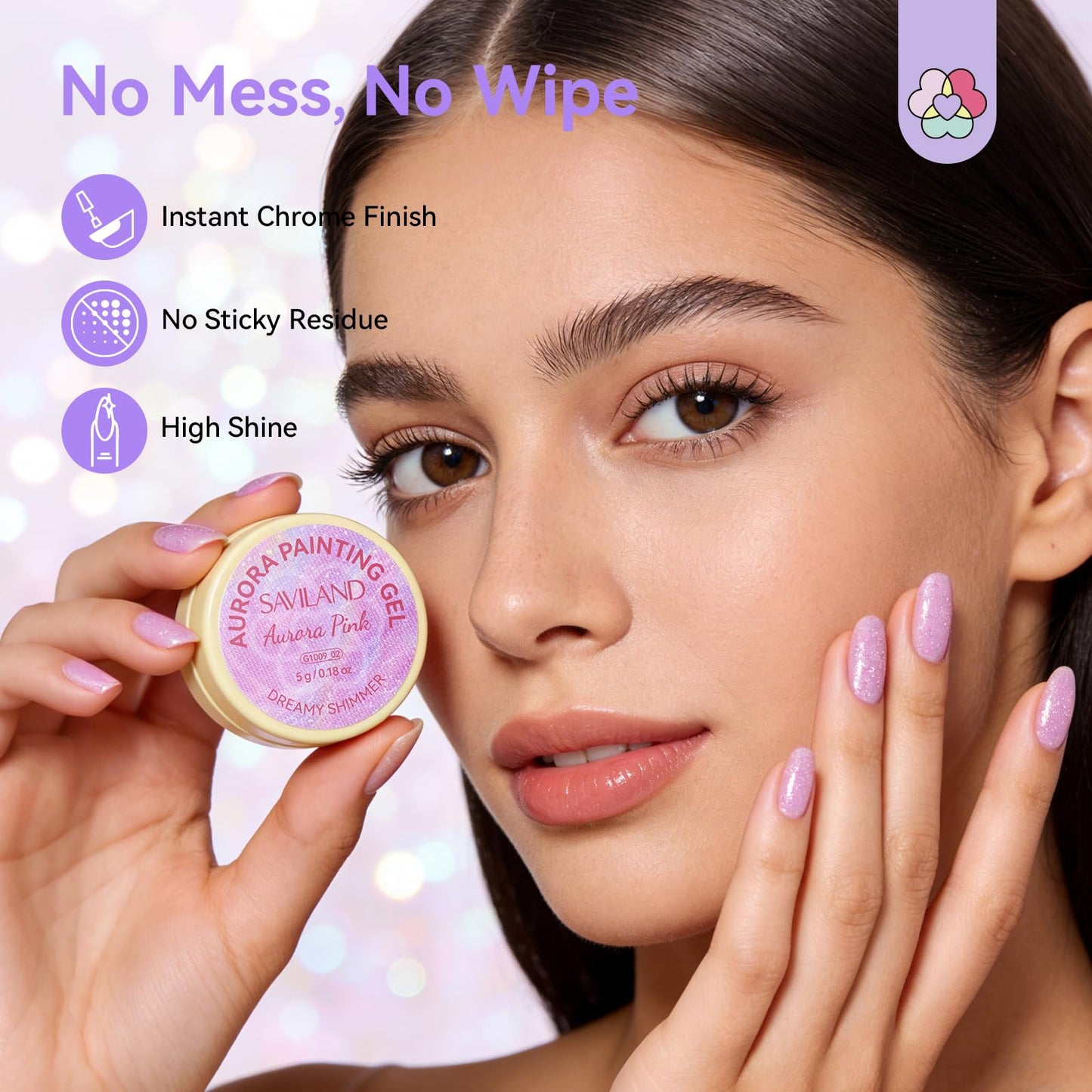 SAVILAND 3D Gel Nail Art Set: 6 Colors Dreamy Aurora 3D Nail Gels No Wipe Sculpting Gel for Nail Art with Clear Solid Builder Gels Chrome Powder Silicone Mold for Nails Design Home Salon Manicure DIY
