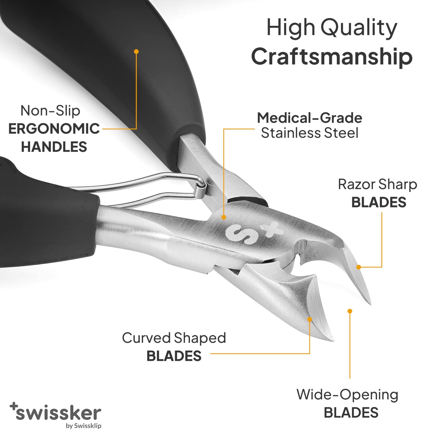 Swissker by Swissklip Heavy Duty Toenail Clippers for Men and Women – Professional Ergonomic Large Toe Nail Cutter & Trimmer for Thick Nails Seniors, Long Handle Toe Nail Clipper