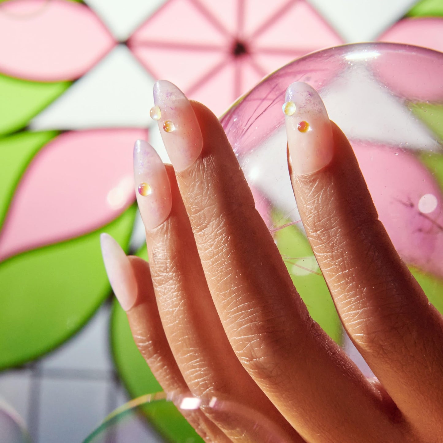 KISS X WICKED: FOR GOOD Press On Nails, ‘Bubble Of Brilliance’, Purple, Medium Oval, Waterproof, Chip Proof, Smudge Proof, 28 Fake Nails, Pink Gel Nail Glue (2g), Mini Nail File, & Manicure Stick