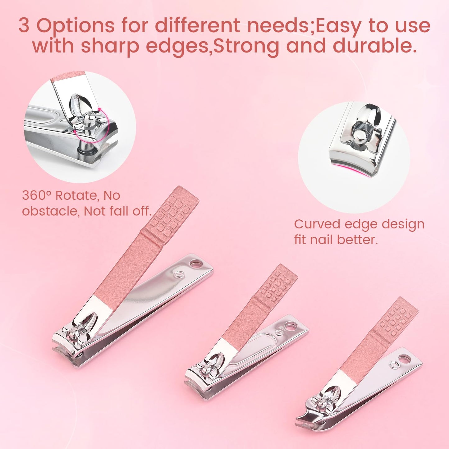 Rolabling 18pcs Manicure Set Professional Nail Clippers Kit Pedicure Care Tools Facial Care Set Stainless Steel Women Grooming Kit for Travel or Home