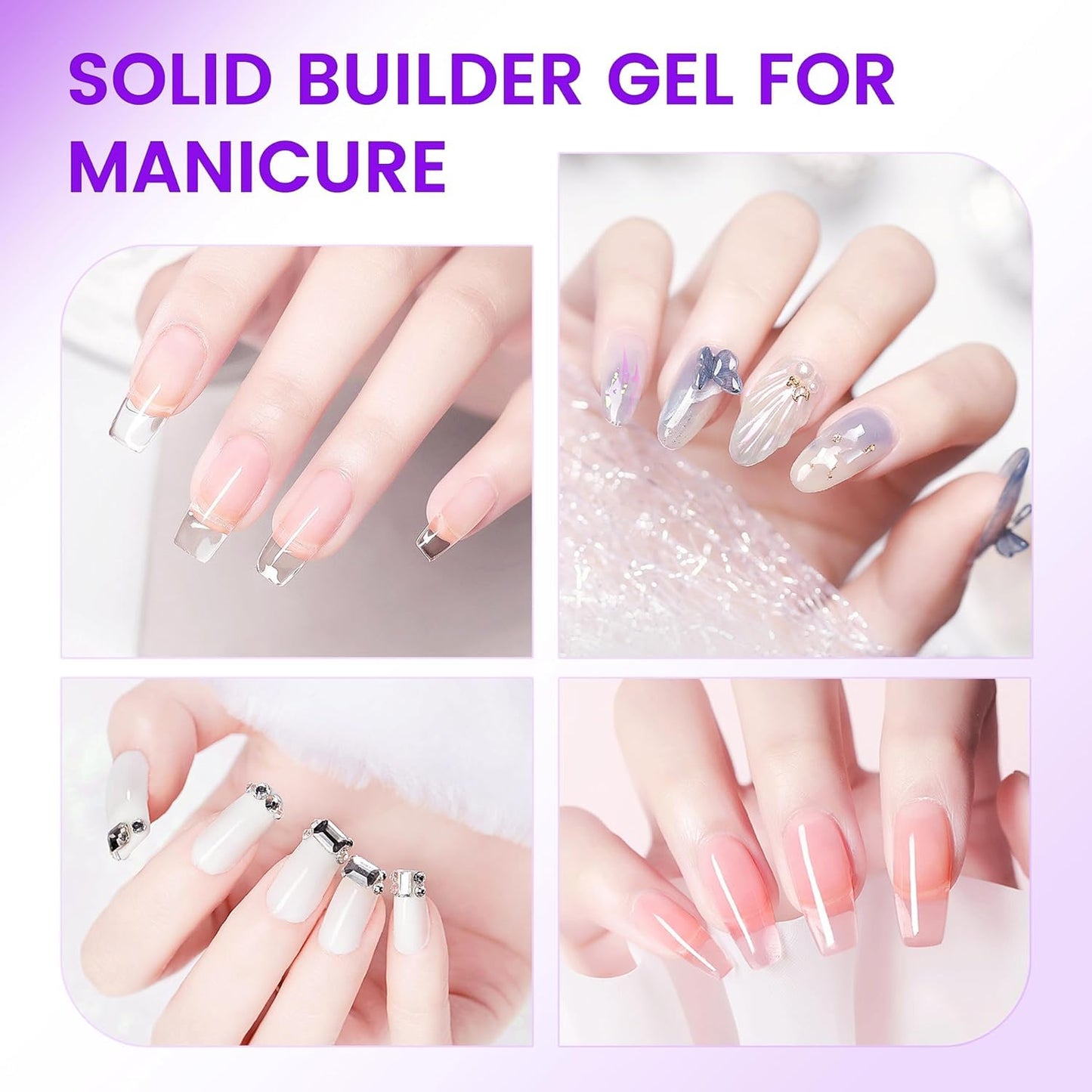 AIJIMEI Solid Builder Gel Kit With Manicure Tools for Nails 15ML 4IN1 Nail Extension Gel UV & LED for Long-Lasting Nail Extension Glue for Nails Manicure DIY at Home (SOLID-GEL-A7)